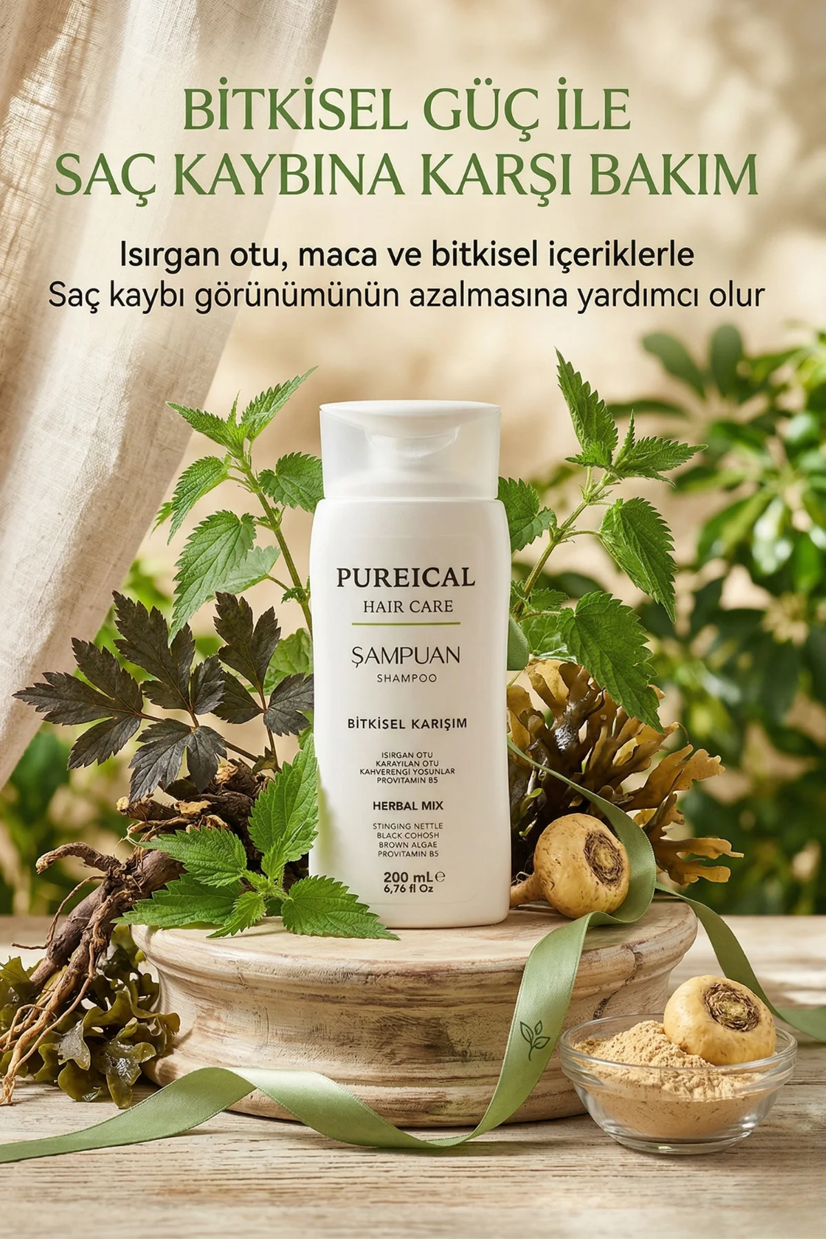 Bitkisel Şampuan 200 ml, Saç Kaybını Önleyici ve güçlendirici Bak