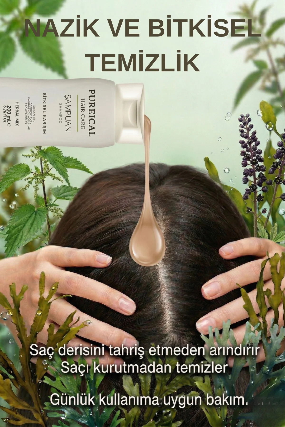 Bitkisel Şampuan 200 ml, Saç Kaybını Önleyici ve güçlendirici Bak