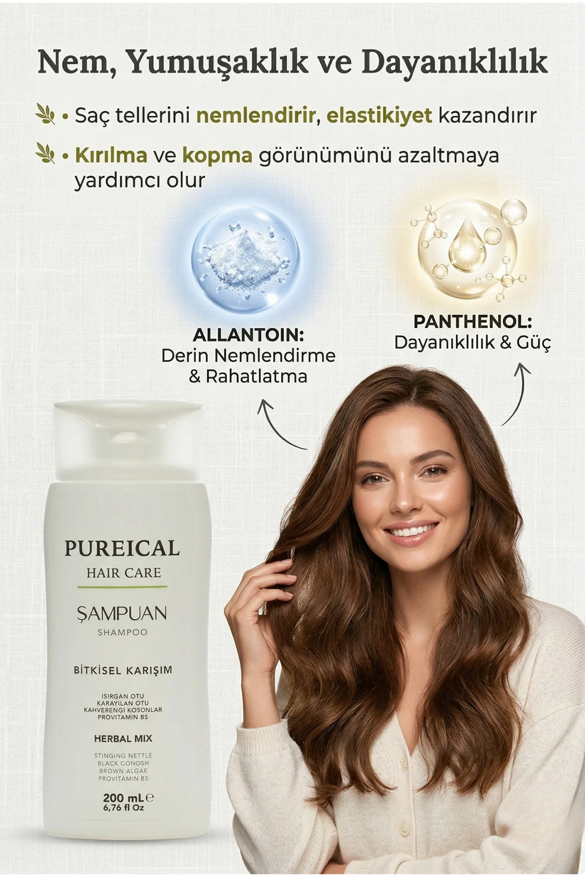 Bitkisel Şampuan 200 ml, Saç Kaybını Önleyici ve güçlendirici Bak