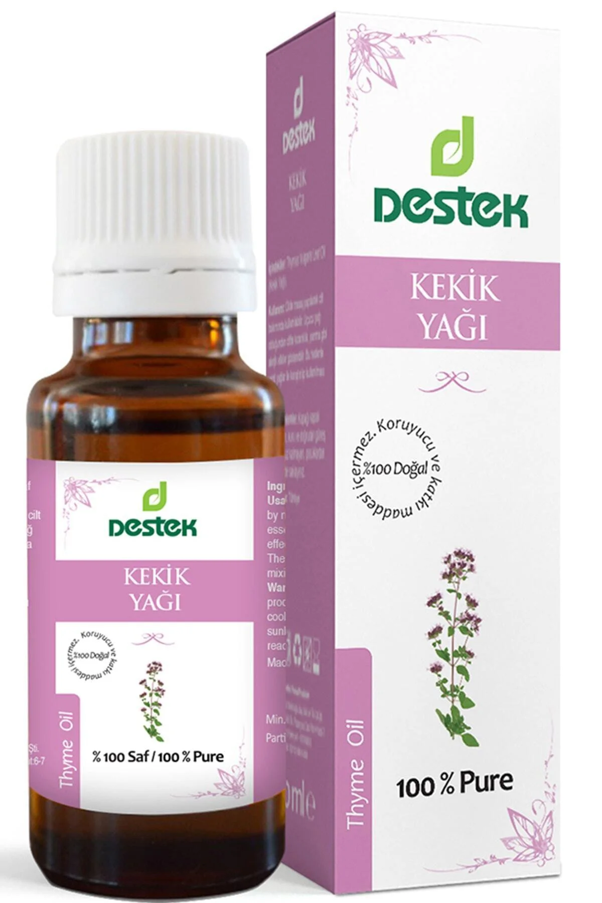 Bitkisel Uçucu Kekik Yağı 20ml (%100 Saf Ve Organik-soğuk Sıkım-distile-carvacrol Içerir)