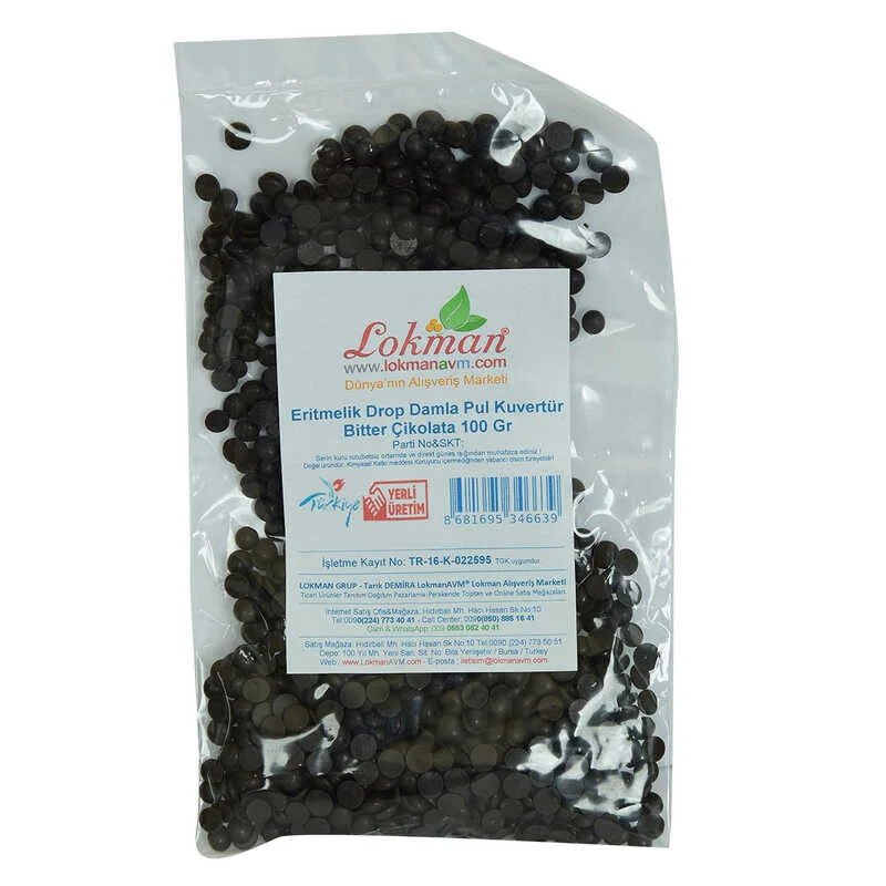 Bitter  Eritmelik Drop Damla Pul Kuvertür 100 Gr Paket