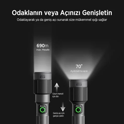 Bix Flashlight Bx5141fl 30w Led, Max. 1450 Lümen Parlaklık Ve 690 Metreye Kadar Menzilli 2200mah Şarj Edilebilir Led Çok Renkli Bix Flashlight Bx5141fl 30w Led, Max. 1450 Lümen Parlaklık Ve 690 Metreye Kadar Menzilli 2200mah Şarj Edilebilir Led Çok Renkli - Görsel 8