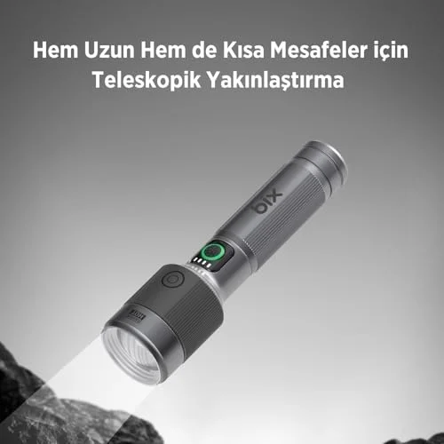 Bix Flashlight Bx5141fl 30w Led, Max. 1450 Lümen Parlaklık Ve 690 Metreye Kadar Menzilli 2200mah Şarj Edilebilir Led Çok Renkli Bix Flashlight Bx5141fl 30w Led, Max. 1450 Lümen Parlaklık Ve 690 Metreye Kadar Menzilli 2200mah Şarj Edilebilir Led Çok Renkli - Görsel 4