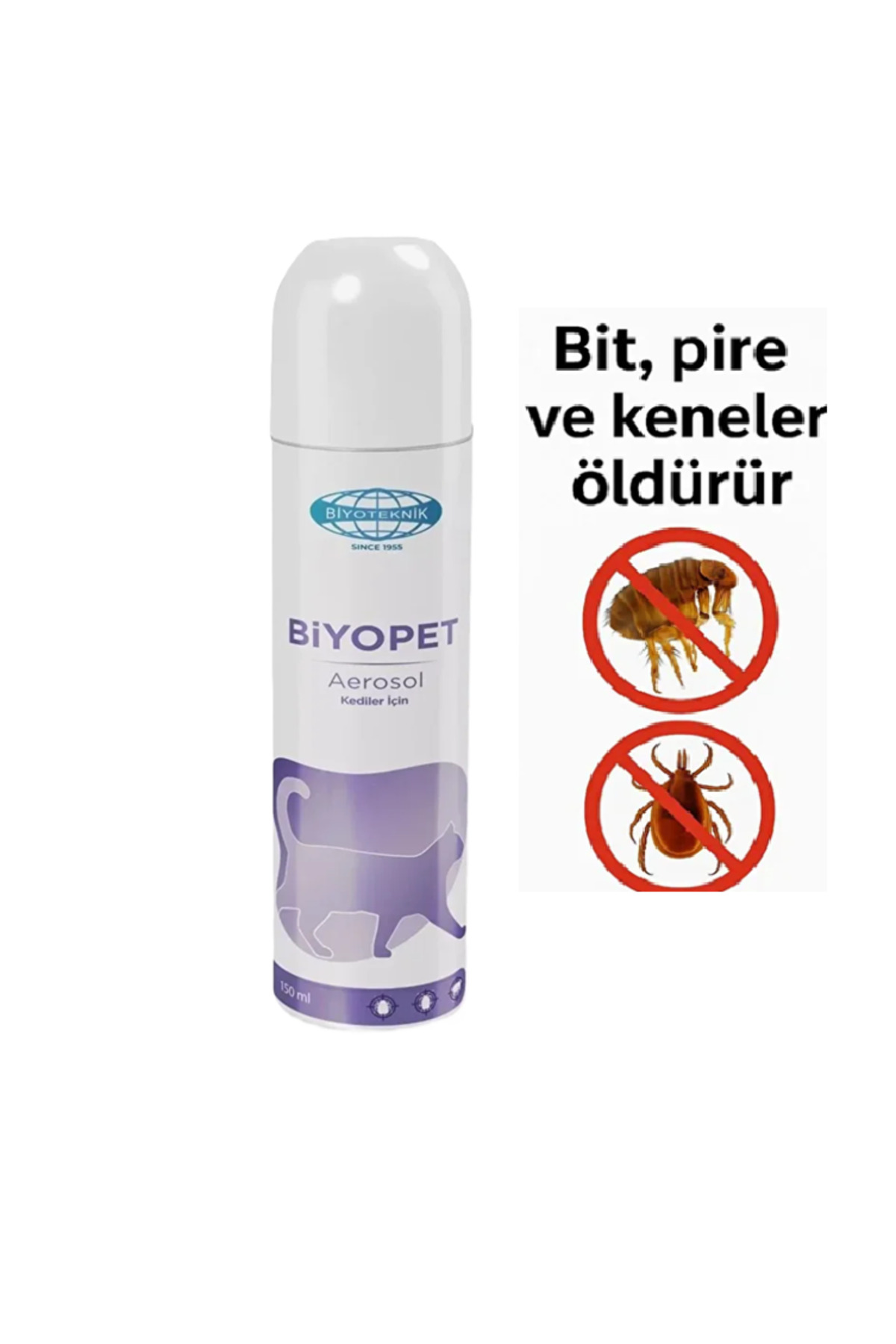 Biyoteknik Biyopet Aerosol 150 Ml Kedi Yaşam Alanı Bit, Pire Ve Kene Haşere