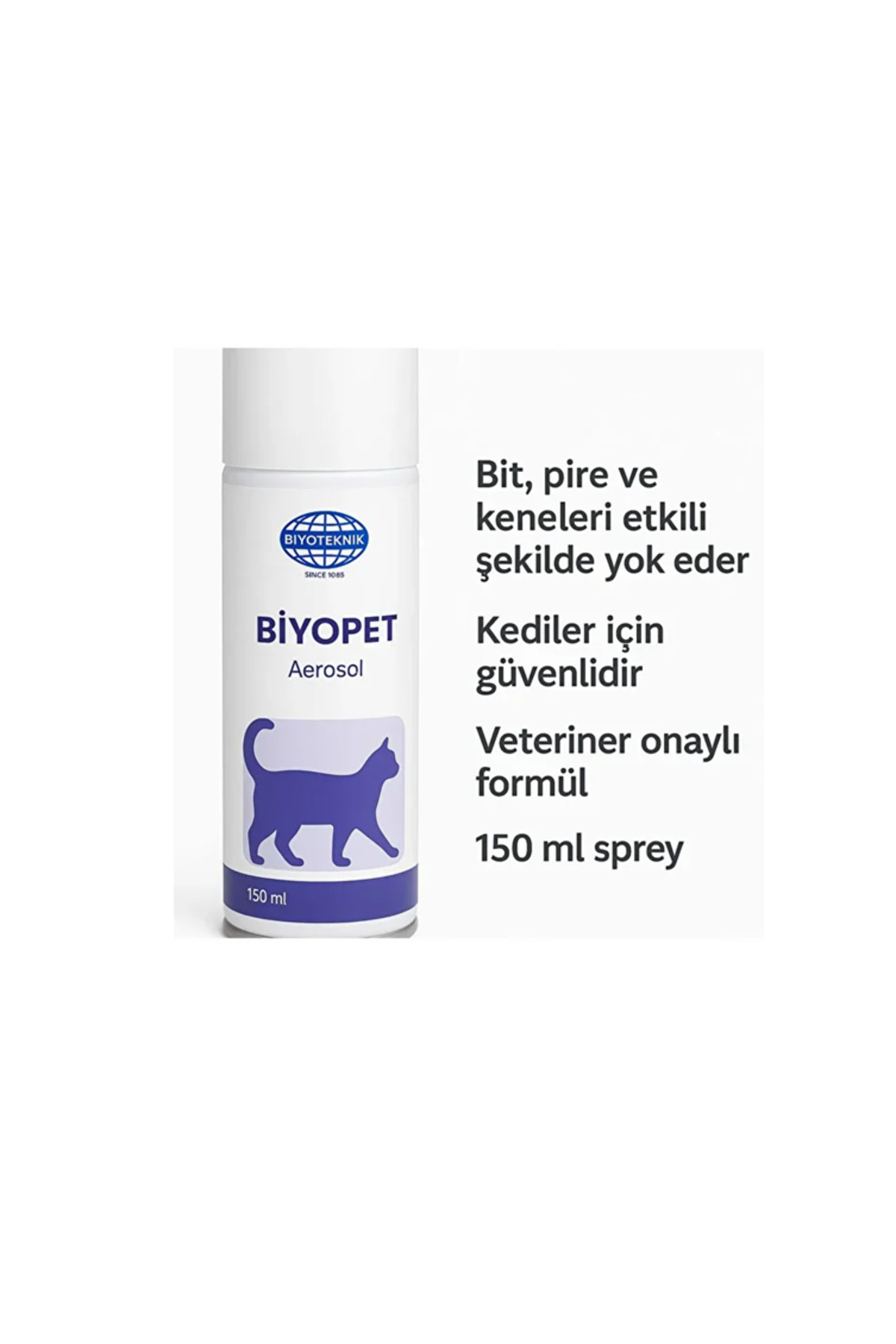 Biyoteknik Biyopet Aerosol 150 Ml Kedi Yaşam Alanı Bit, Pire Ve Kene Haşere