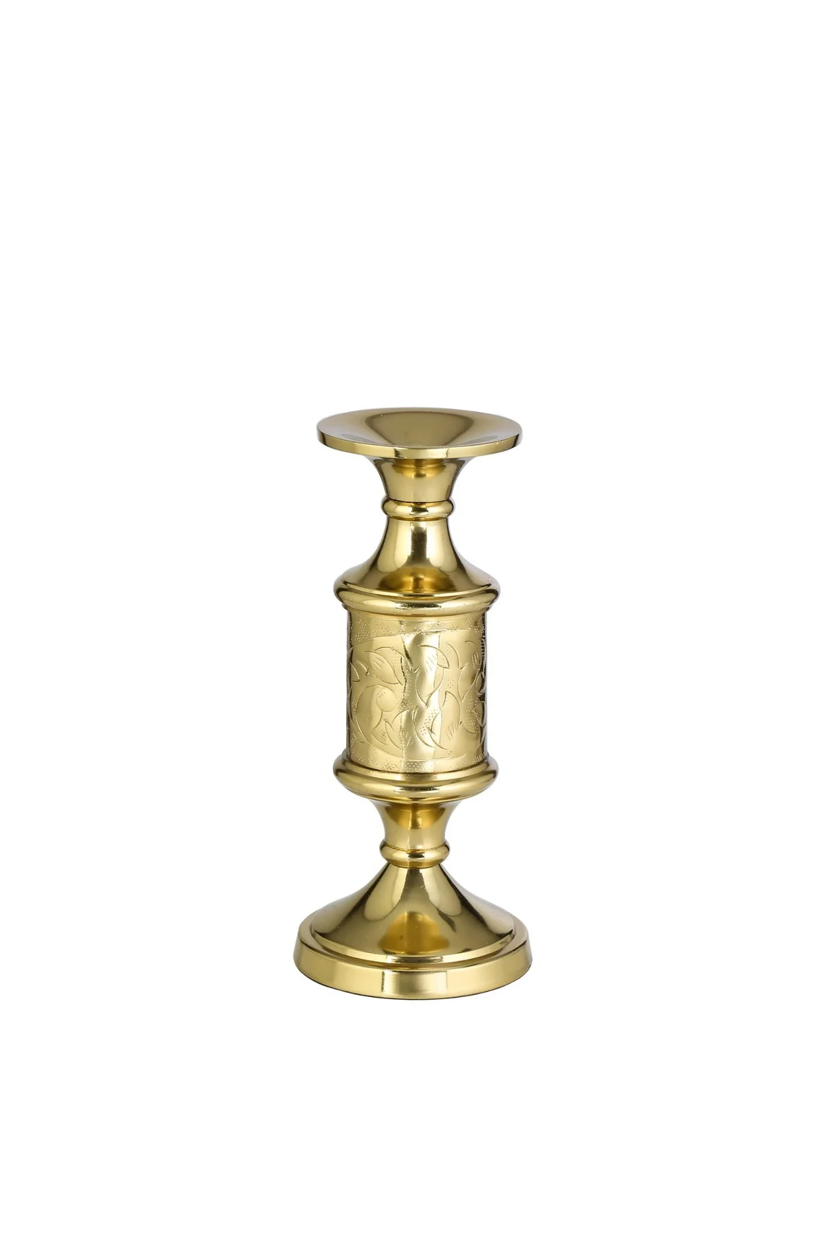 Bizans Gold İşlemeli Metal Mumluk 10x23cm