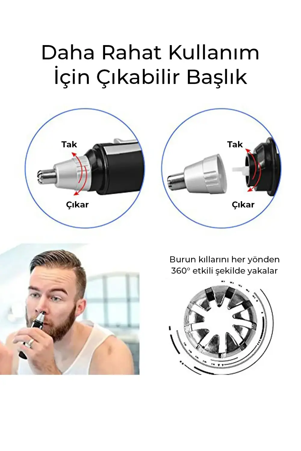 BK-105 Kişisel Bakım Seti 3 in 1 | Saç, Sakal ve Burun Tüyü Temiz