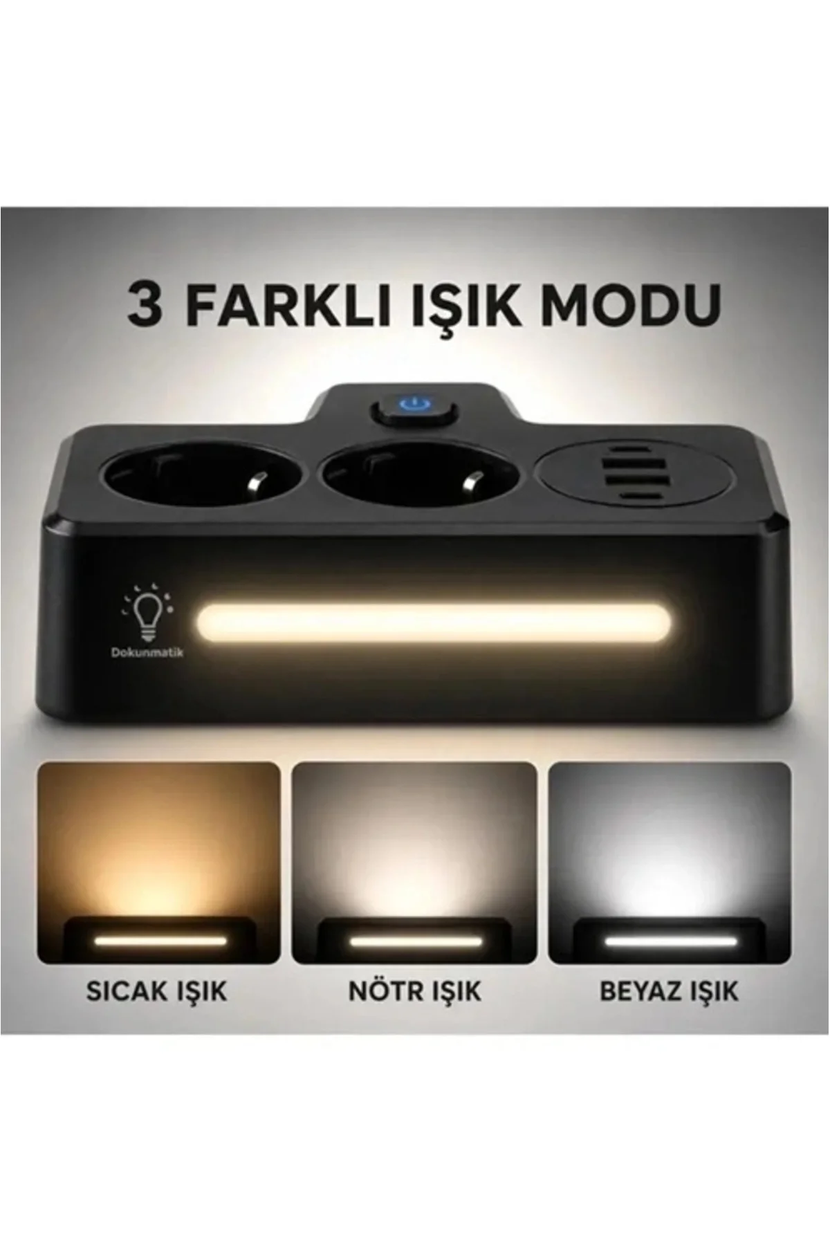 Bkl-502 Akım Korumalı 2Li Priz 2 Usb Ve 2 Type-C Çıkış 4000W Hızlı Şarj Duvar Tipi Dokunmatik Led Ay Bkl-502 Akım Korumalı 2Li Priz 2 Usb Ve 2 Type-C Çıkış 4000W Hızlı Şarj Duvar Tipi Dokunmatik Led Ay - Görsel 3
