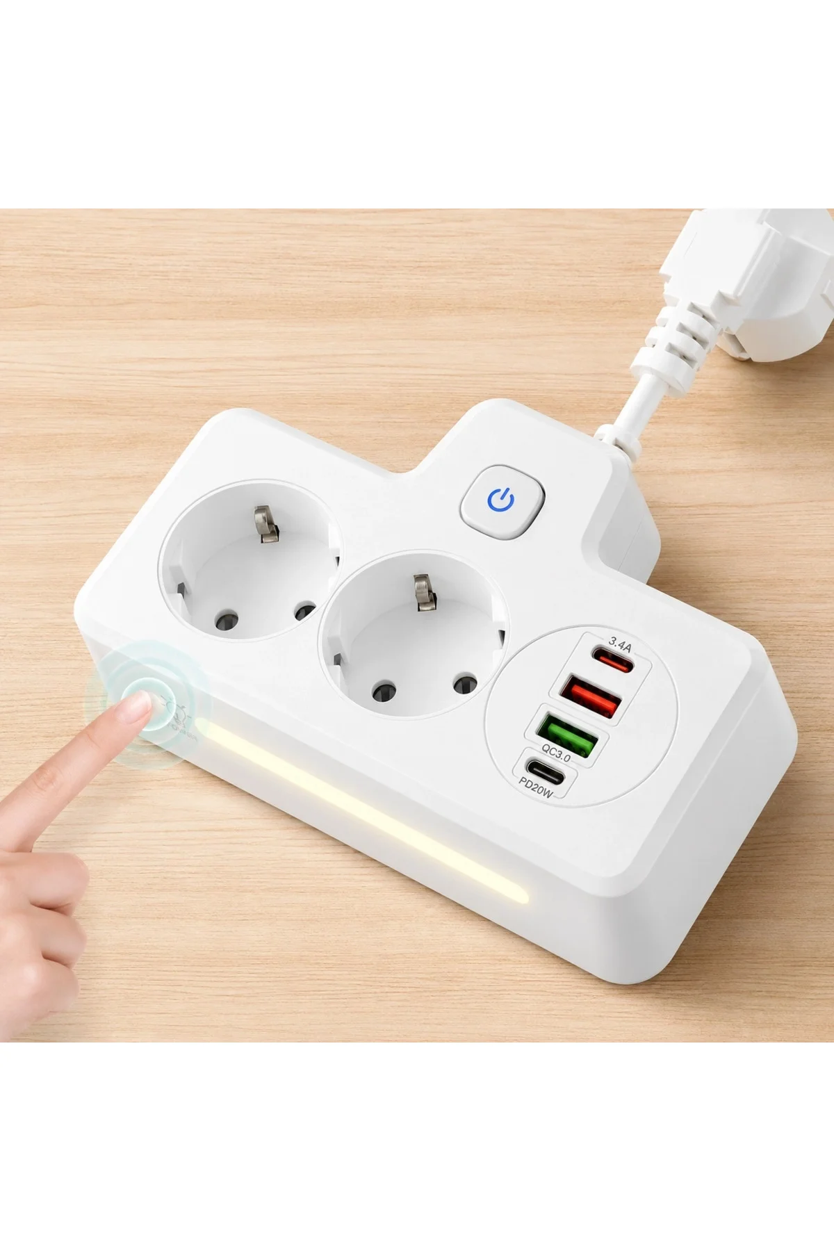 Bkl-502 Akım Korumalı 2Li Priz 2 Usb Ve 2 Type-C Çıkış 4000W Hızlı Şarj Duvar Tipi Dokunmatik Led Ay Bkl-502 Akım Korumalı 2Li Priz 2 Usb Ve 2 Type-C Çıkış 4000W Hızlı Şarj Duvar Tipi Dokunmatik Led Ay - Görsel 3