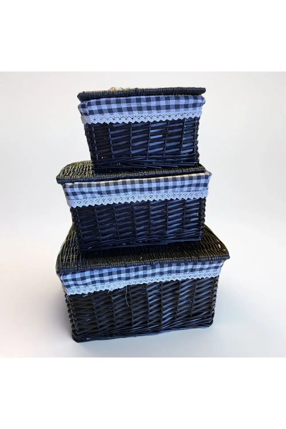 Black 3’Lü Set Kapaklı Sepet  Dikdörtgen