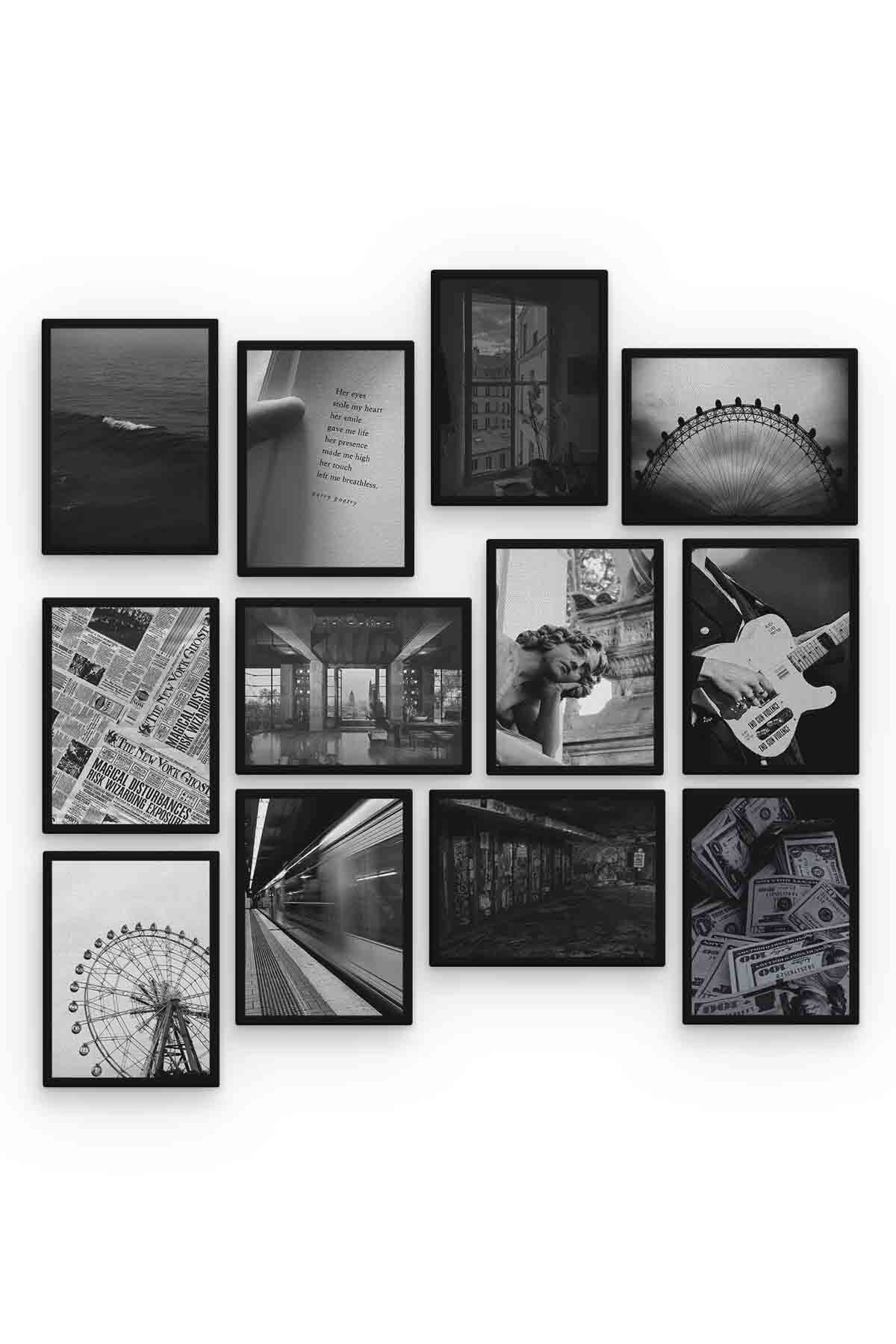 Black And White 12 Parça Mdf (ahşap) Tablo Ofis Boyu 