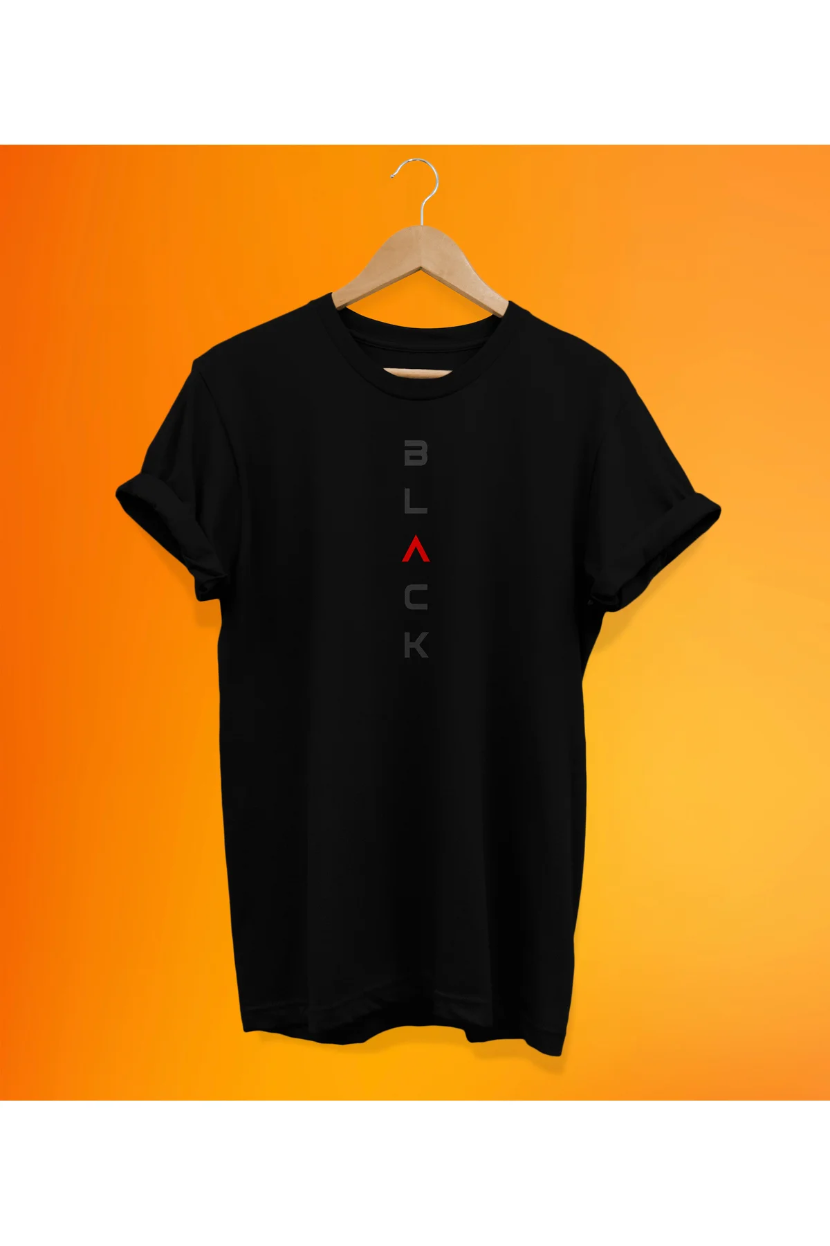 Black Baskılı Siyah, %100 Pamuk Basic (Normal Beden) T-Shirt