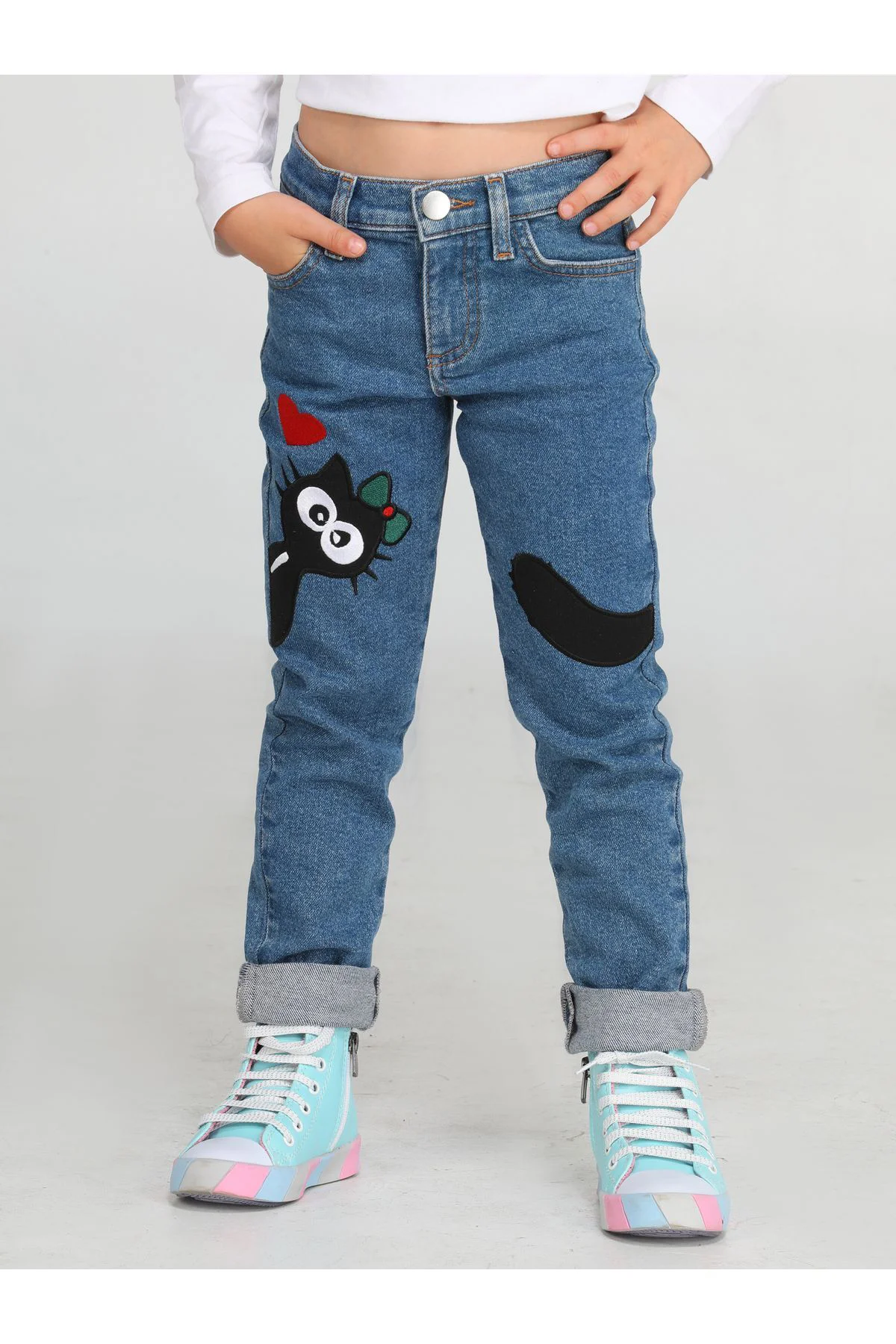 Black Cat Kız Çocuk Denim Pantolon