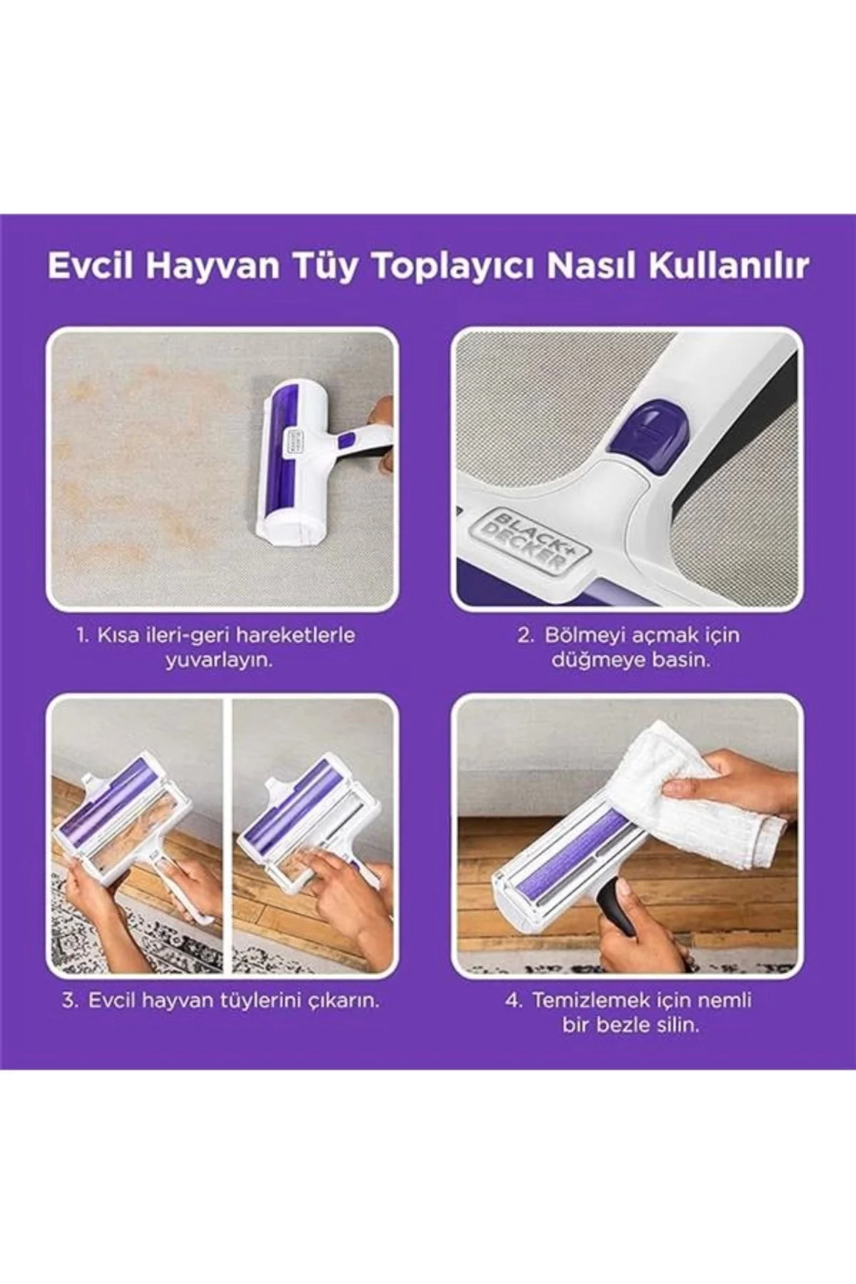 Black + Decker HMSCT0001-XJ Evcil Hayvan Tüy Toplayıcı, Rulo, Köp