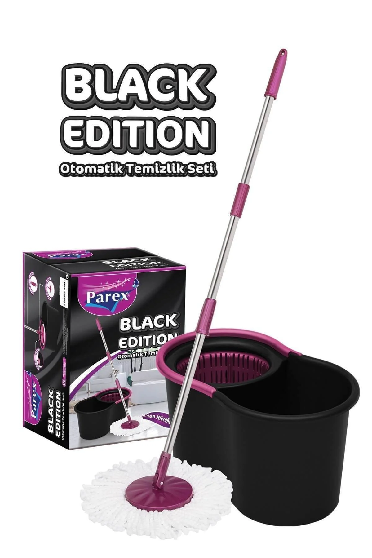 Black Edition Otomatik Temizlik Seti - Kova Mop Seti