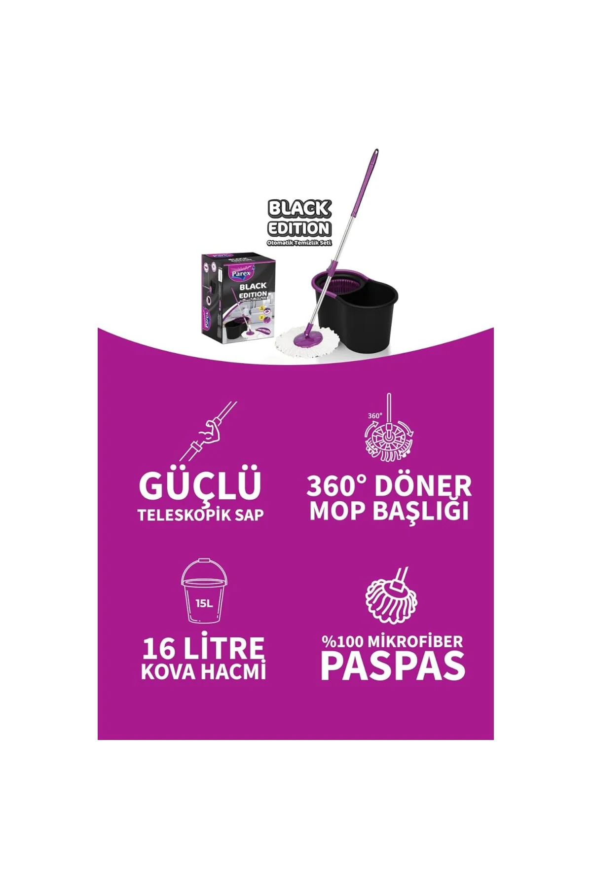 Black Editlon Otomatik Temizlik Seti Ve 2'Li Yedek Mop