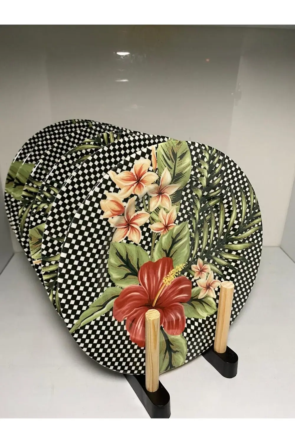 Black Flower Porselen Pasta Tabağı 6Lı