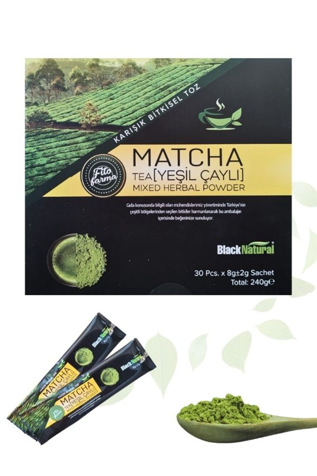 Black Natural Matcha Karışık Toz Bitki Çayı 240 G Macha