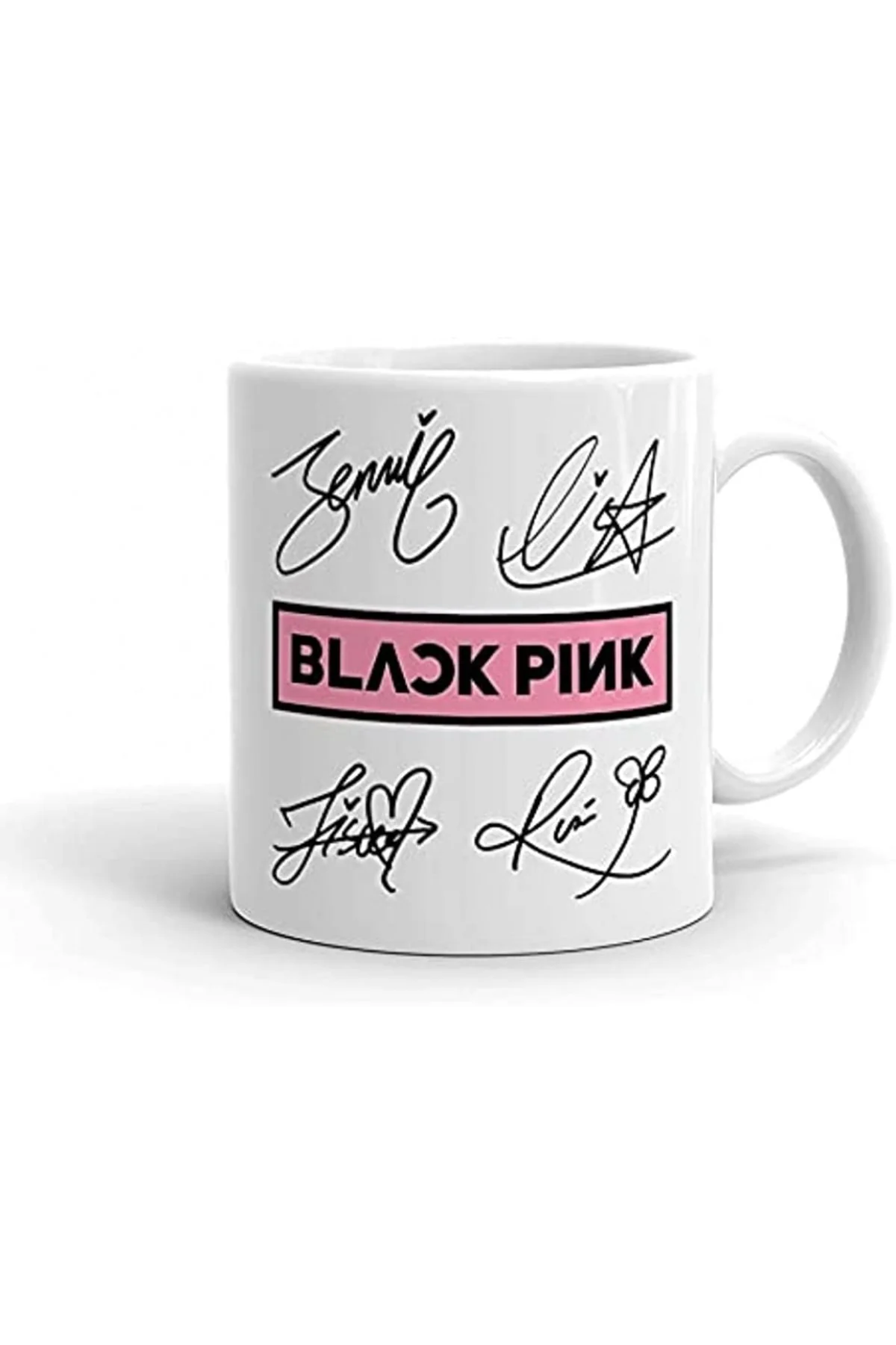 Black Pink Logo Ve Imzalar ithal Porselen Seramik Kupa Bardak