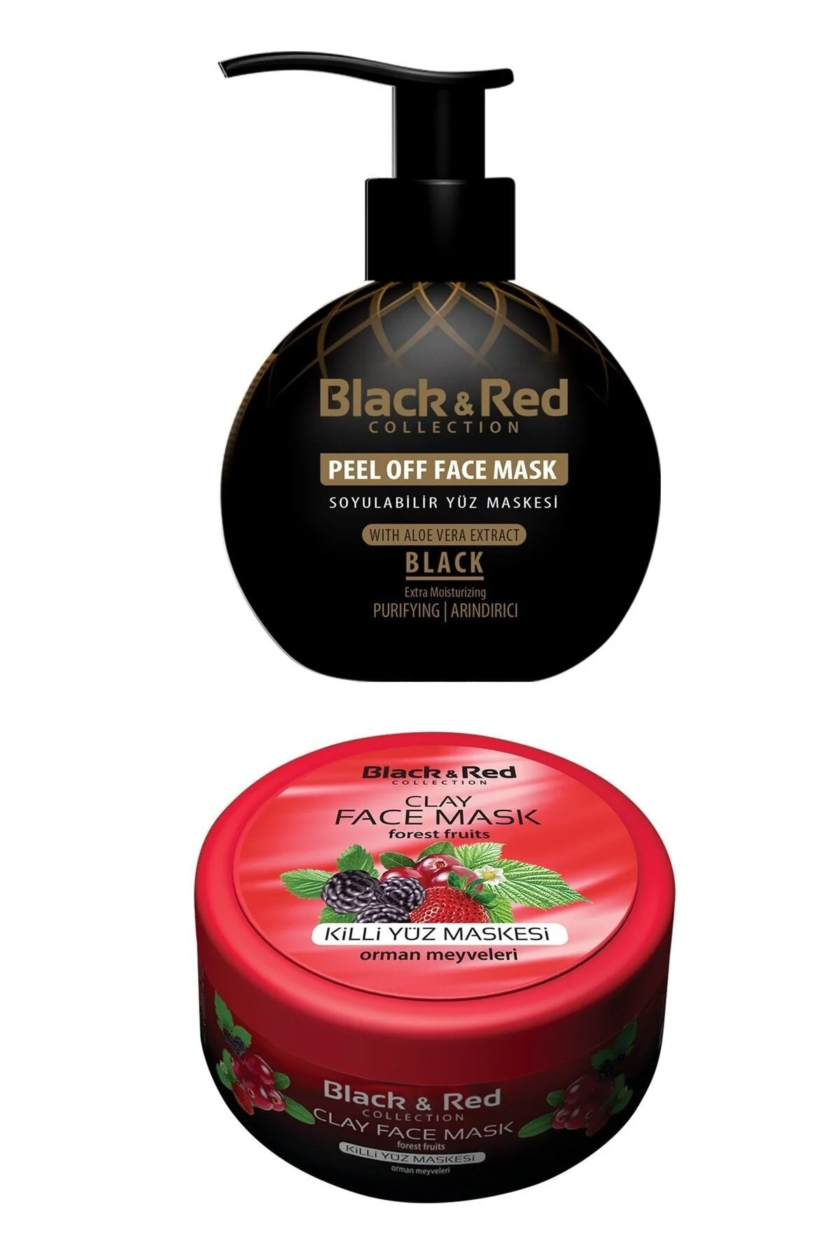 Black & Red Soyulabilir Siyah Yüz Maskesi Arındırıcı 250 ml - Killi Yüz Maskesi Orman Meyveli 400gr