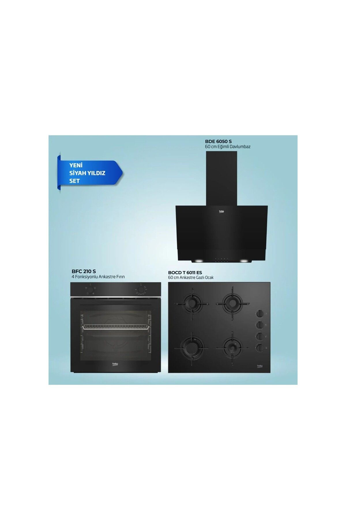 Beko Black Star 3'Lü Ankastre Set 5 ( Bfc 210 S - Bocd T 6011 Es - Bde