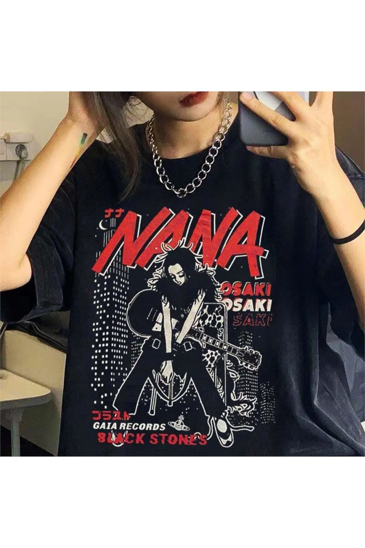 Black Stones - Nana Osaki Guitar Siyah Unisex T-Shirt