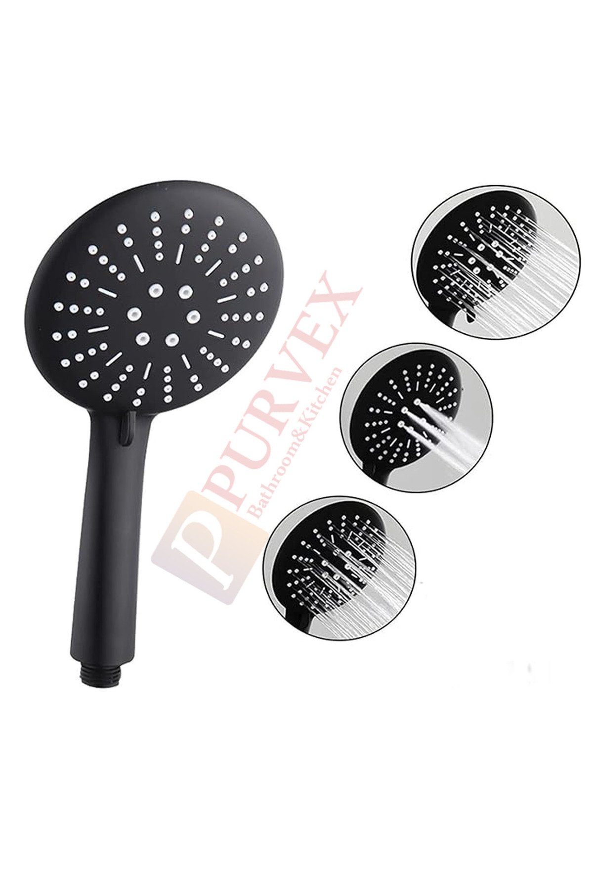 Purvien Black Sun Siyah Sürgülü Duş Seti 3 Fonksiyonlu Duş Başlığı 1.5M Purvien Black Sun Siyah Sürgülü Duş Seti 3 Fonksiyonlu Duş Başlığı 1.5M