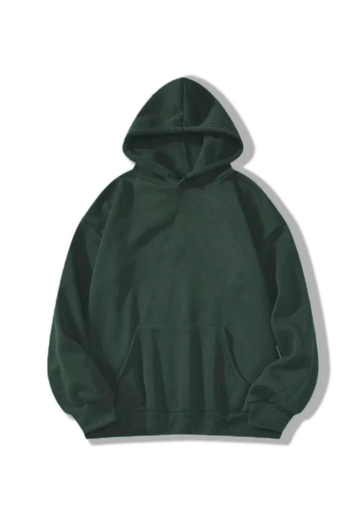 BlackDiamonds Erkek Düz Kapüşonlu Sweat - Koyu Yeşil TR-2448