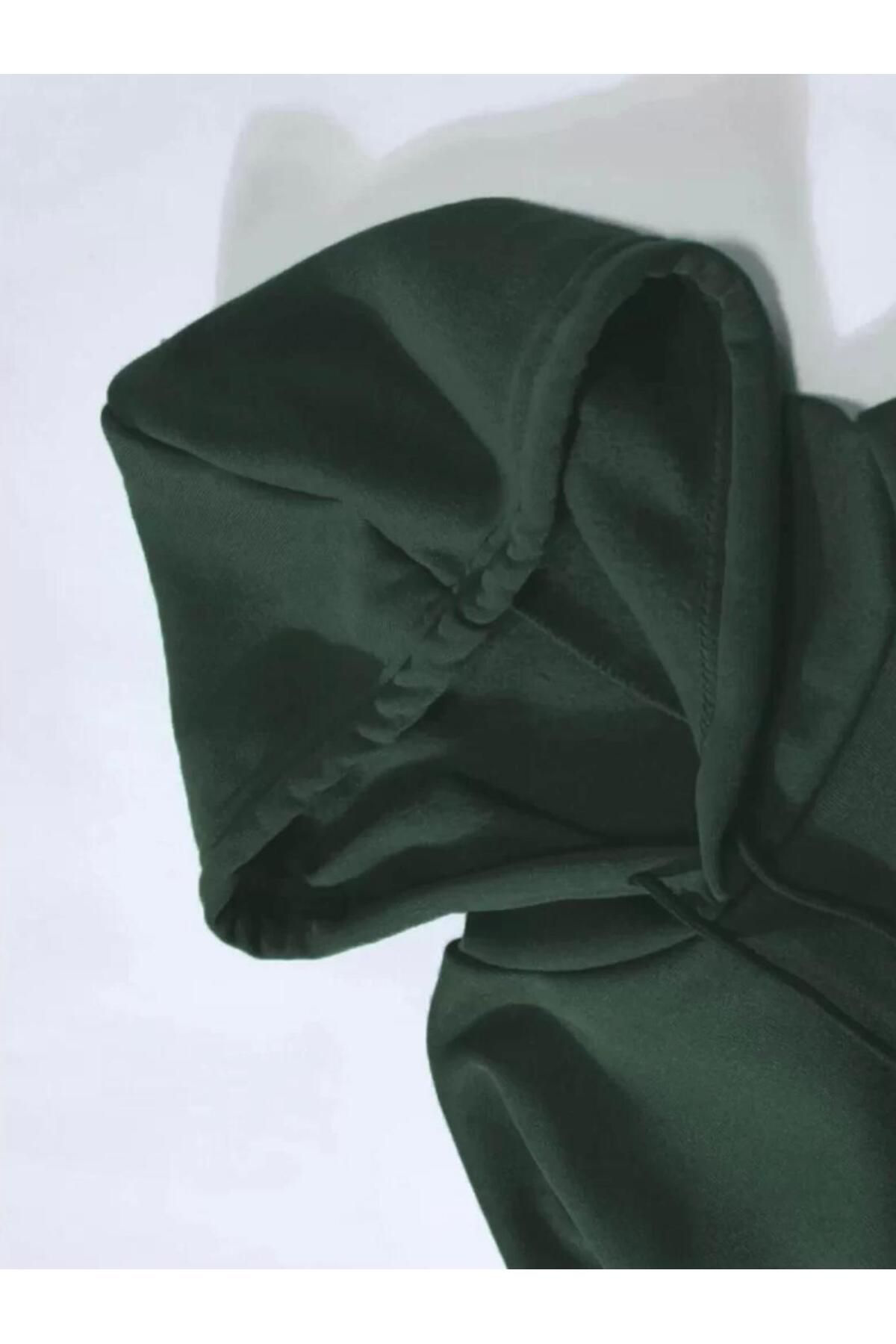 BlackDiamonds Erkek Düz Kapüşonlu Sweat - Koyu Yeşil TR-2448