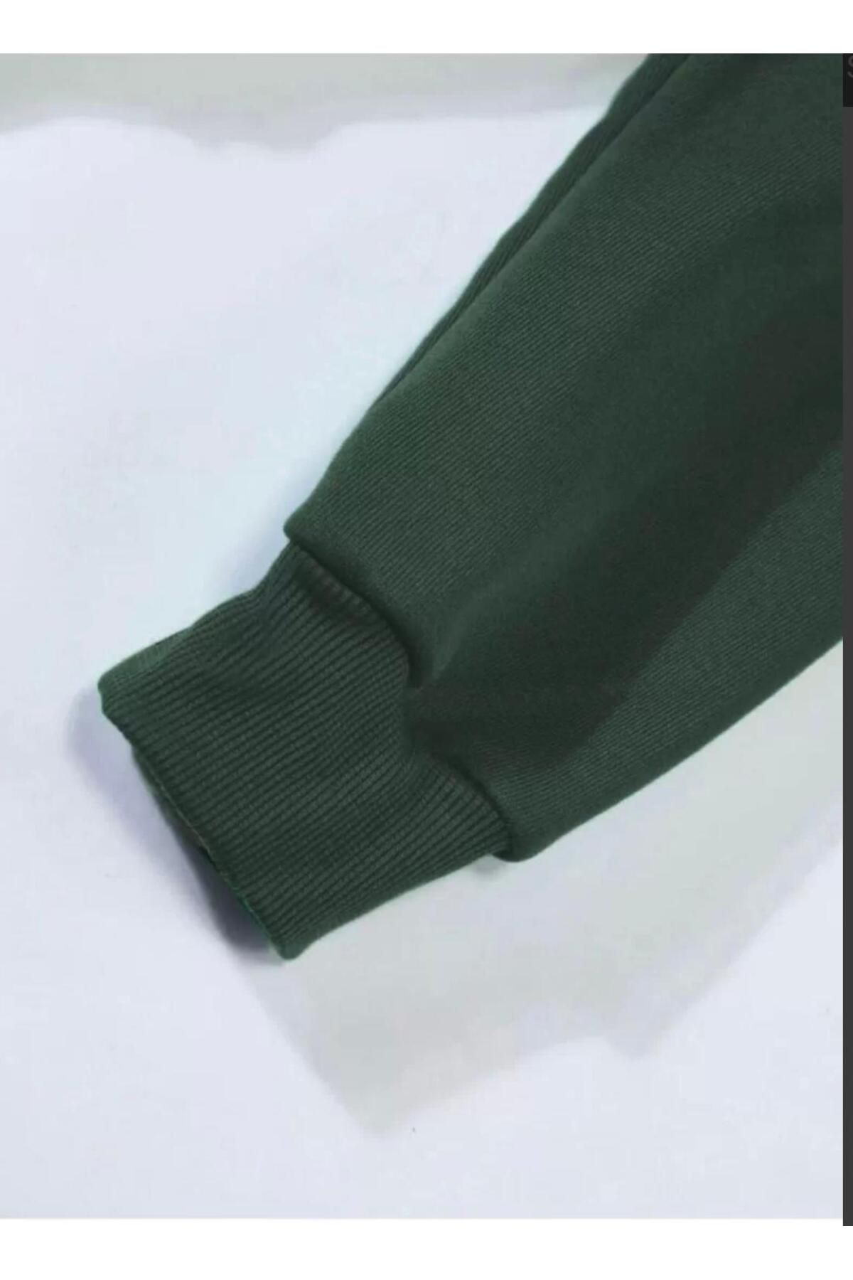 BlackDiamonds Erkek Düz Kapüşonlu Sweat - Koyu Yeşil TR-2448