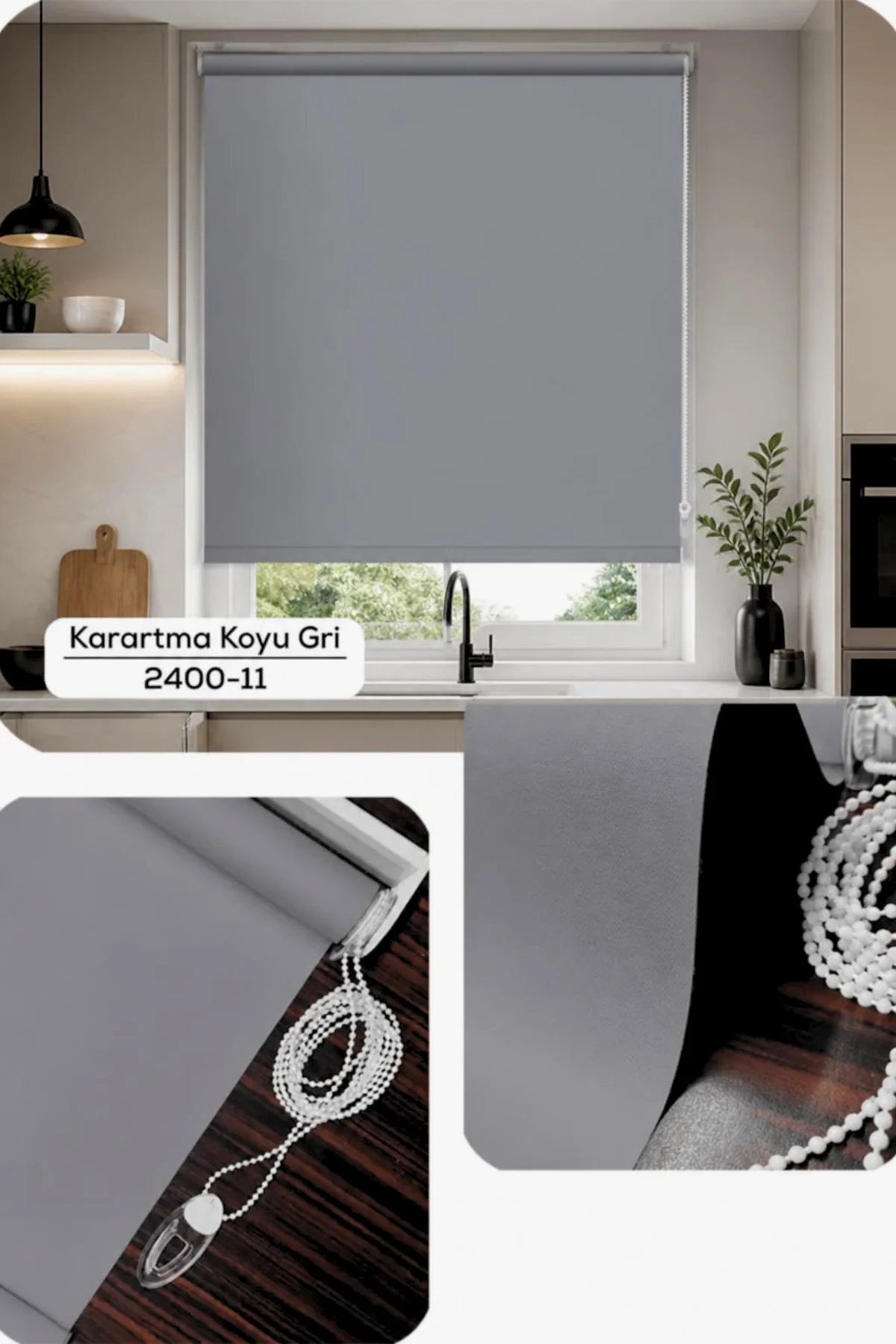 Blackout %100 Karartma Stor Perde Çizilmez Leke Tutmaz Alüminyum Kasalı Özel Ölçü K.Gri