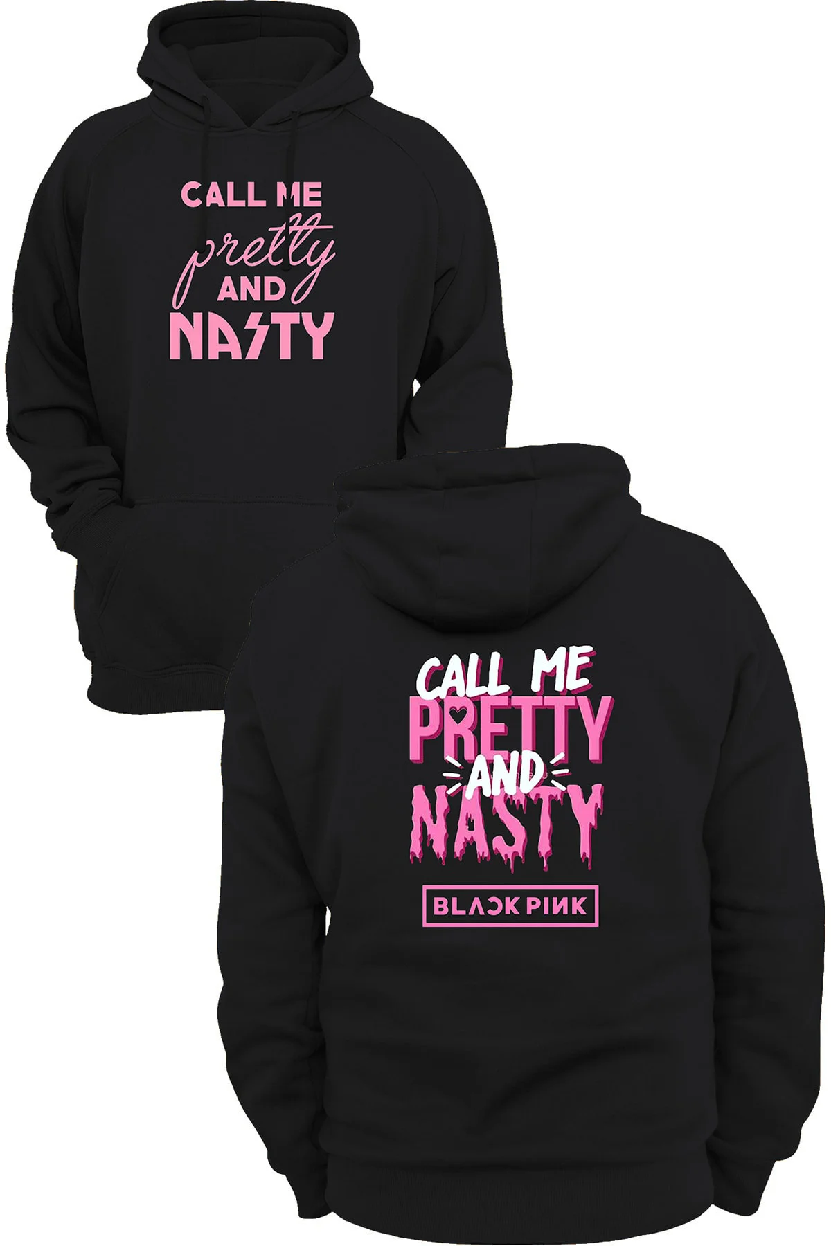 Blackpink Call Me Pretty Çift Baskılı Fermuarsız Kapüşonlu Sweatshirt Hoodie