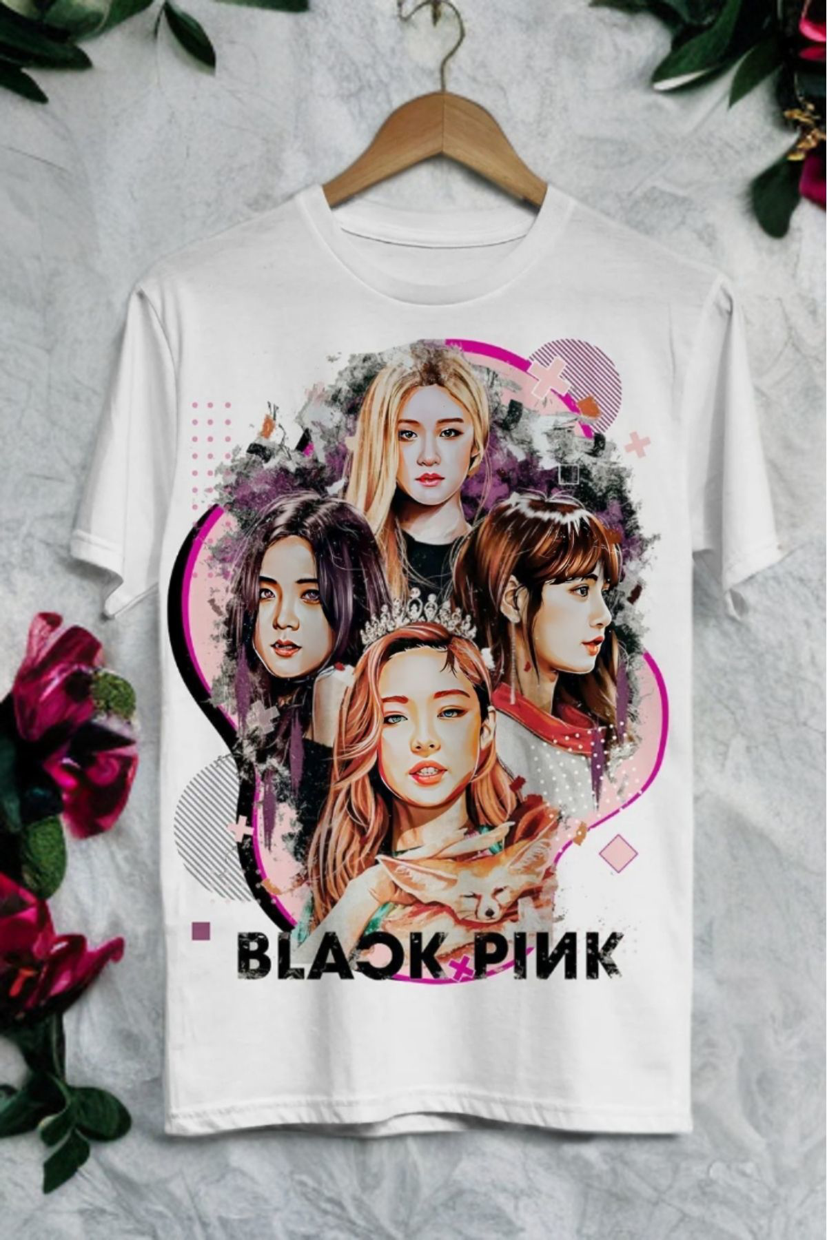 Blackpink Grup -dream- Dijital Baskılı Beyaz Unisex T-shirt