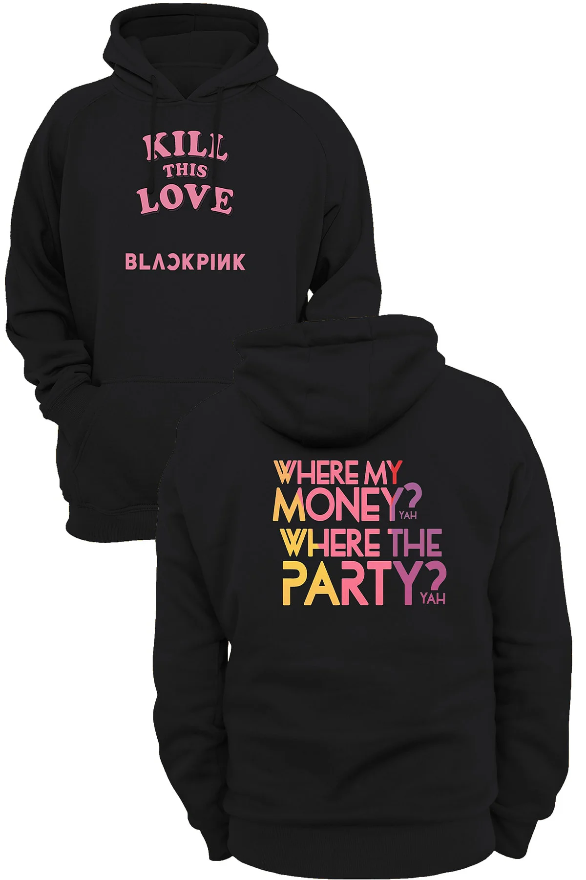 Blackpink Kill This Love Çift Baskılı Fermuarsız Kapüşonlu Sweats