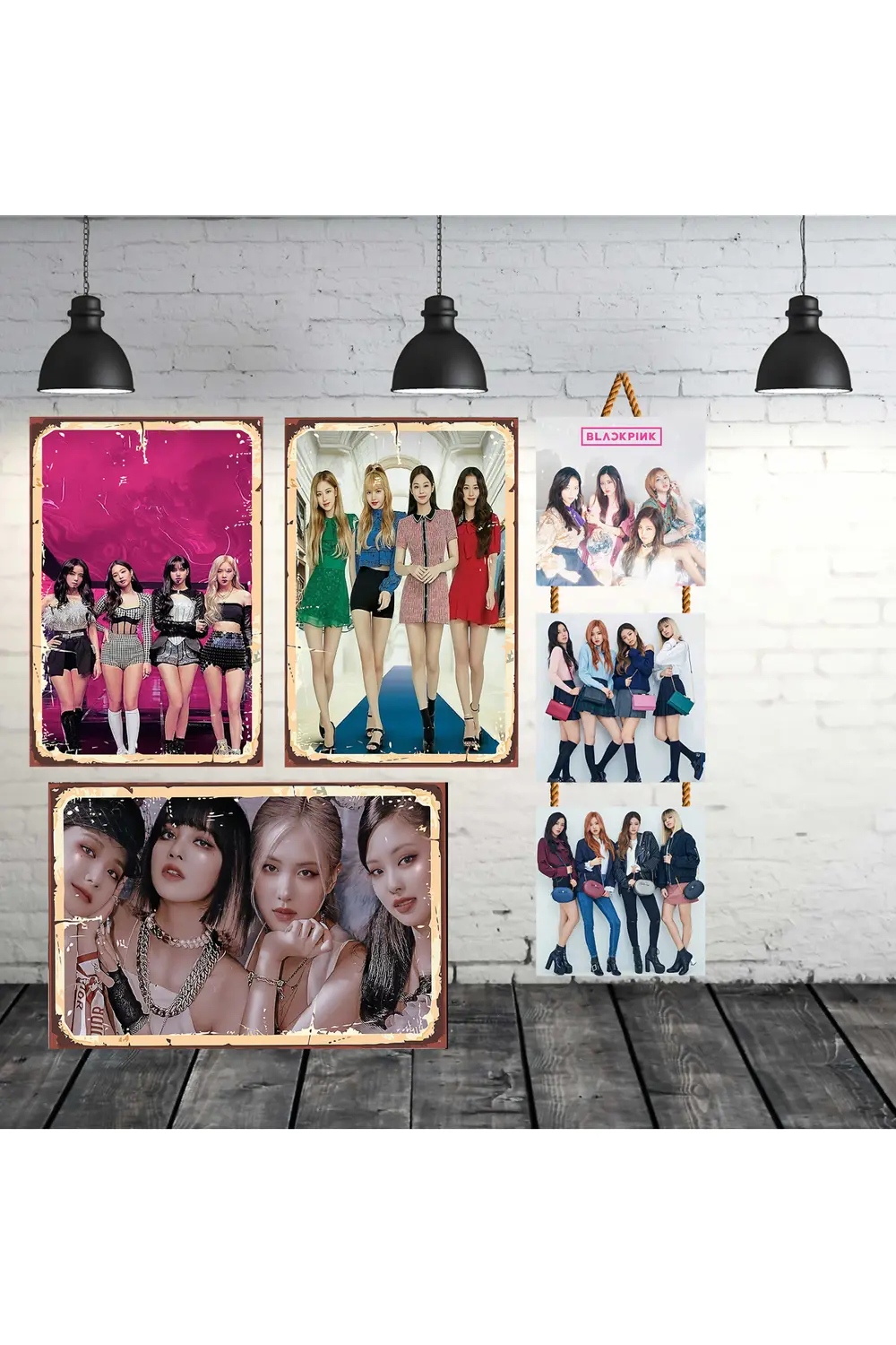 BlackPink Tasarımlı Set 3 Adet 20x30 Cm 3 Adet 15x15 Cm Retro Ahş
