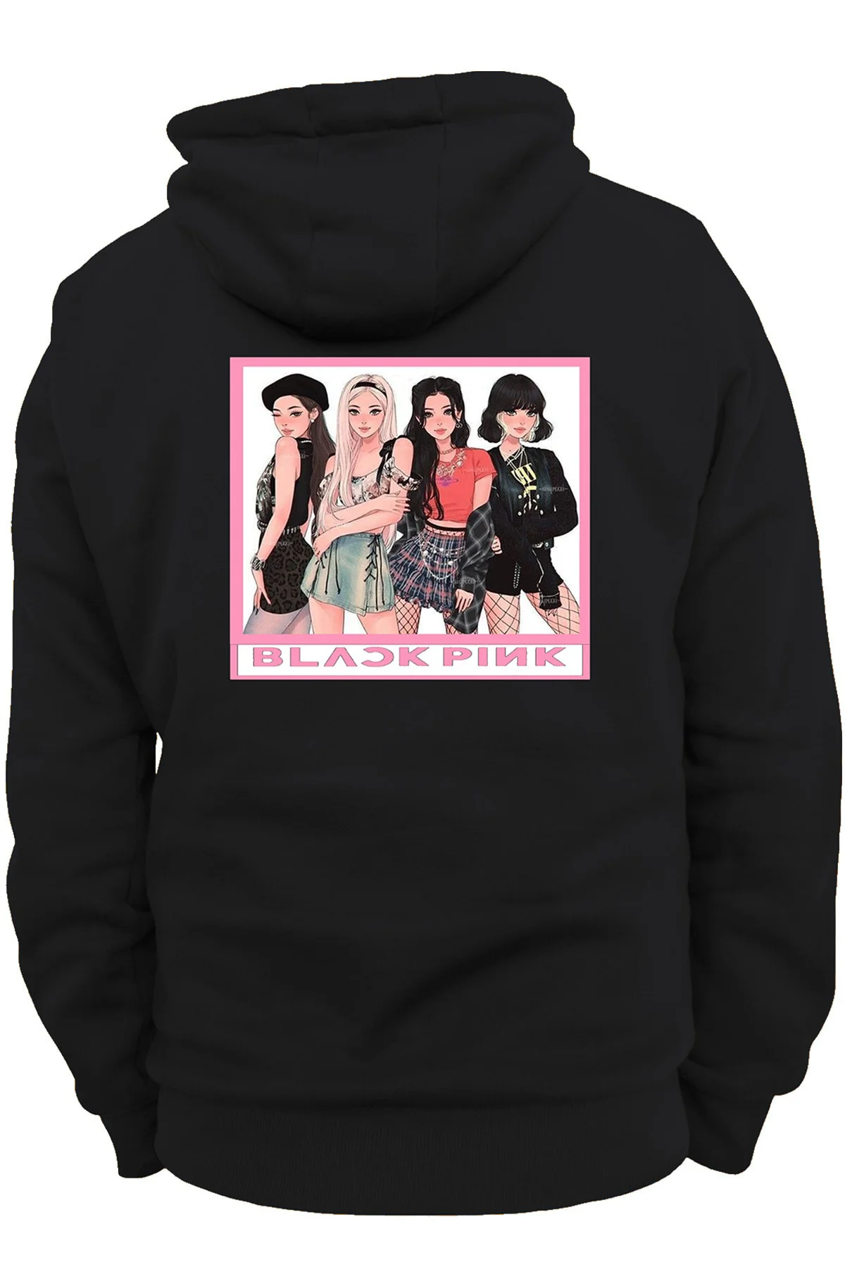 Blackpink Üyeleri Çift Baskılı Fermuarsız Kapüşonlu Sweatshirt Ho