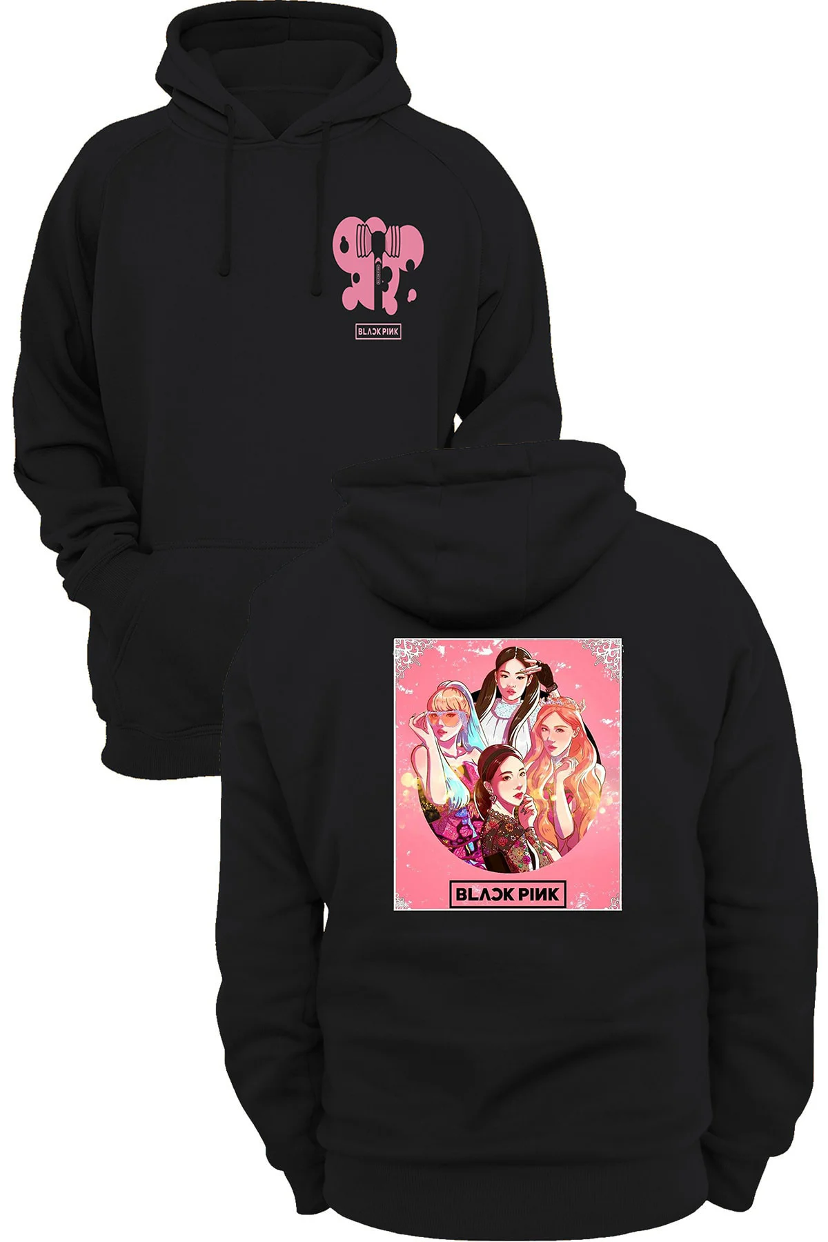 Blackpink Üyeleri Çift Baskılı Fermuarsız Kapüşonlu Sweatshirt Ho