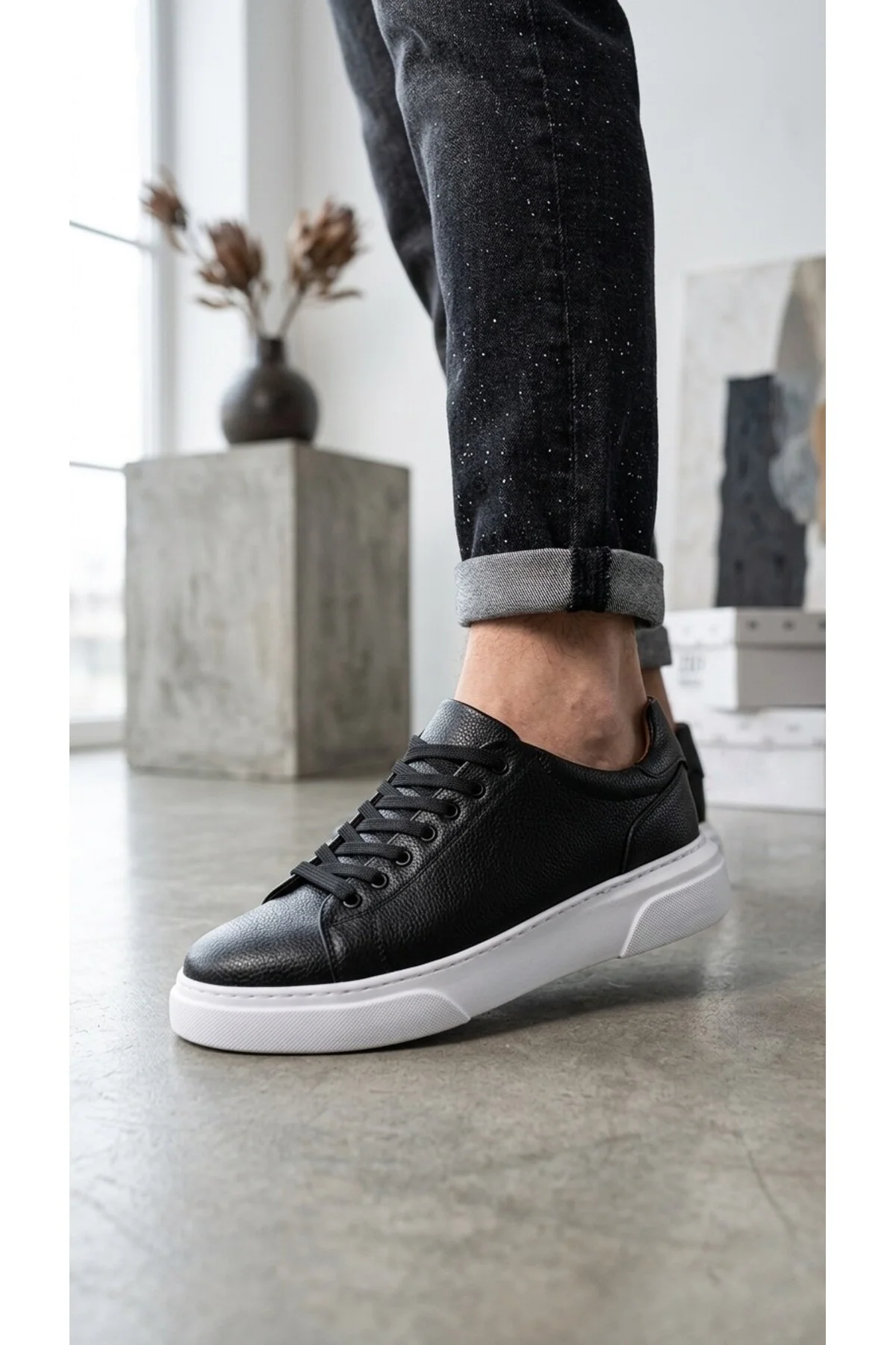 BLF-010 Erkek Sneaker Günlük Casual Spor Ayakkabı Siyah Beyaz Taban BLF-010 Erkek Sneaker Günlük Casual Spor Ayakkabı Siyah Beyaz Taban