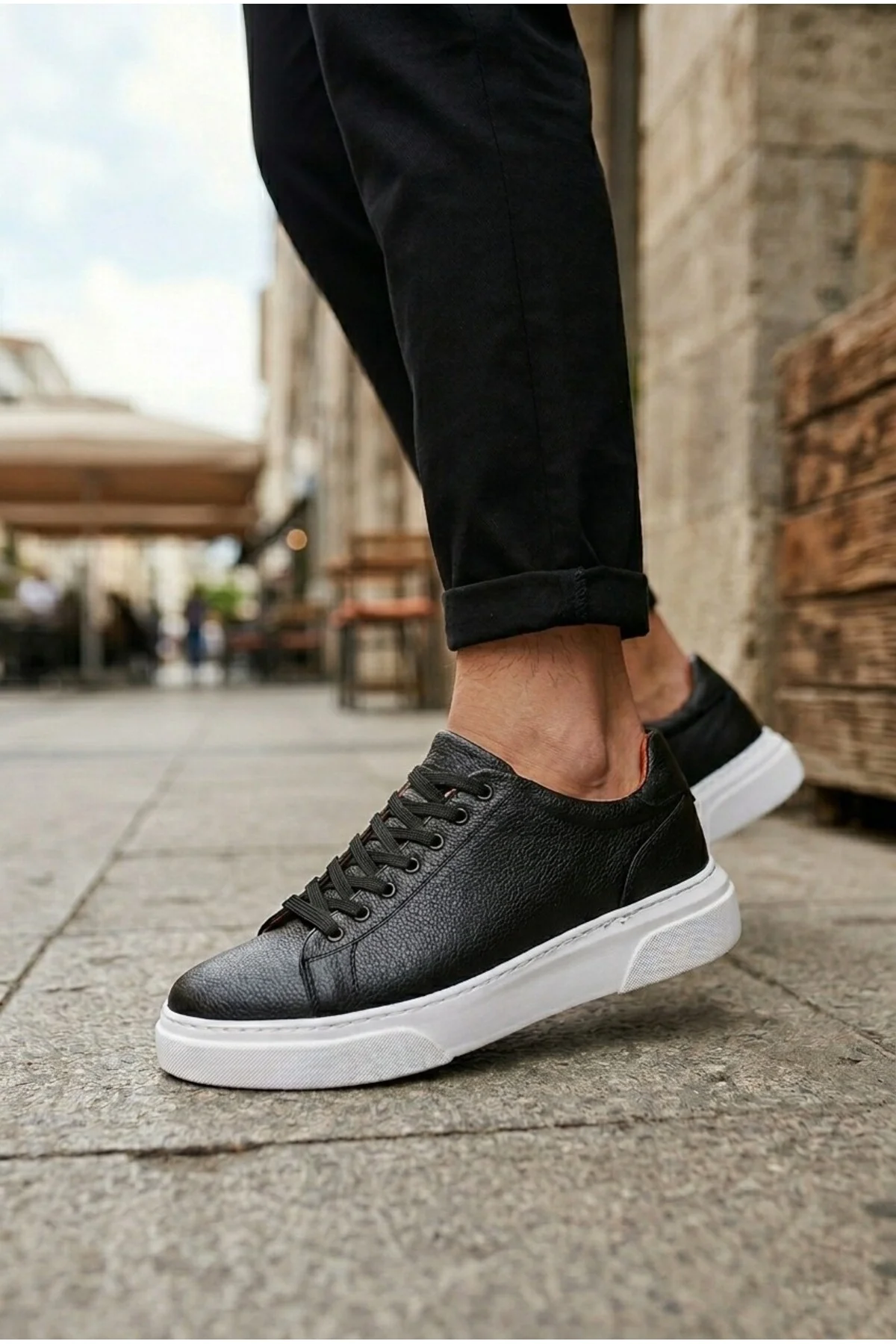 BLF-010 Erkek Sneaker Günlük Casual Spor Ayakkabı Siyah Beyaz Taban BLF-010 Erkek Sneaker Günlük Casual Spor Ayakkabı Siyah Beyaz Taban