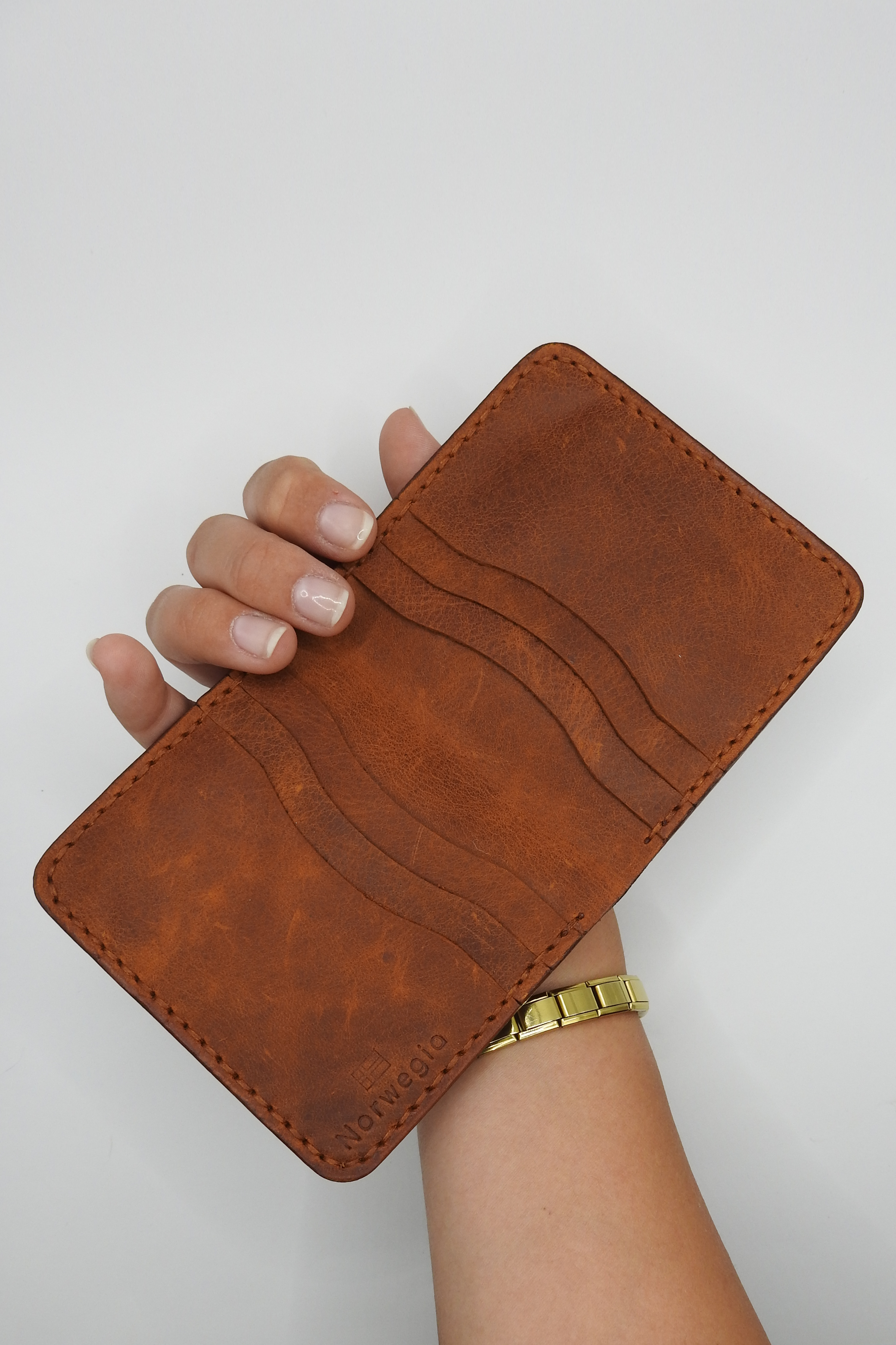 Norwegia Bølgen - %100 Hakiki Deri El Yapımı Erkek Cüzdan - Taba (El Dikişi)