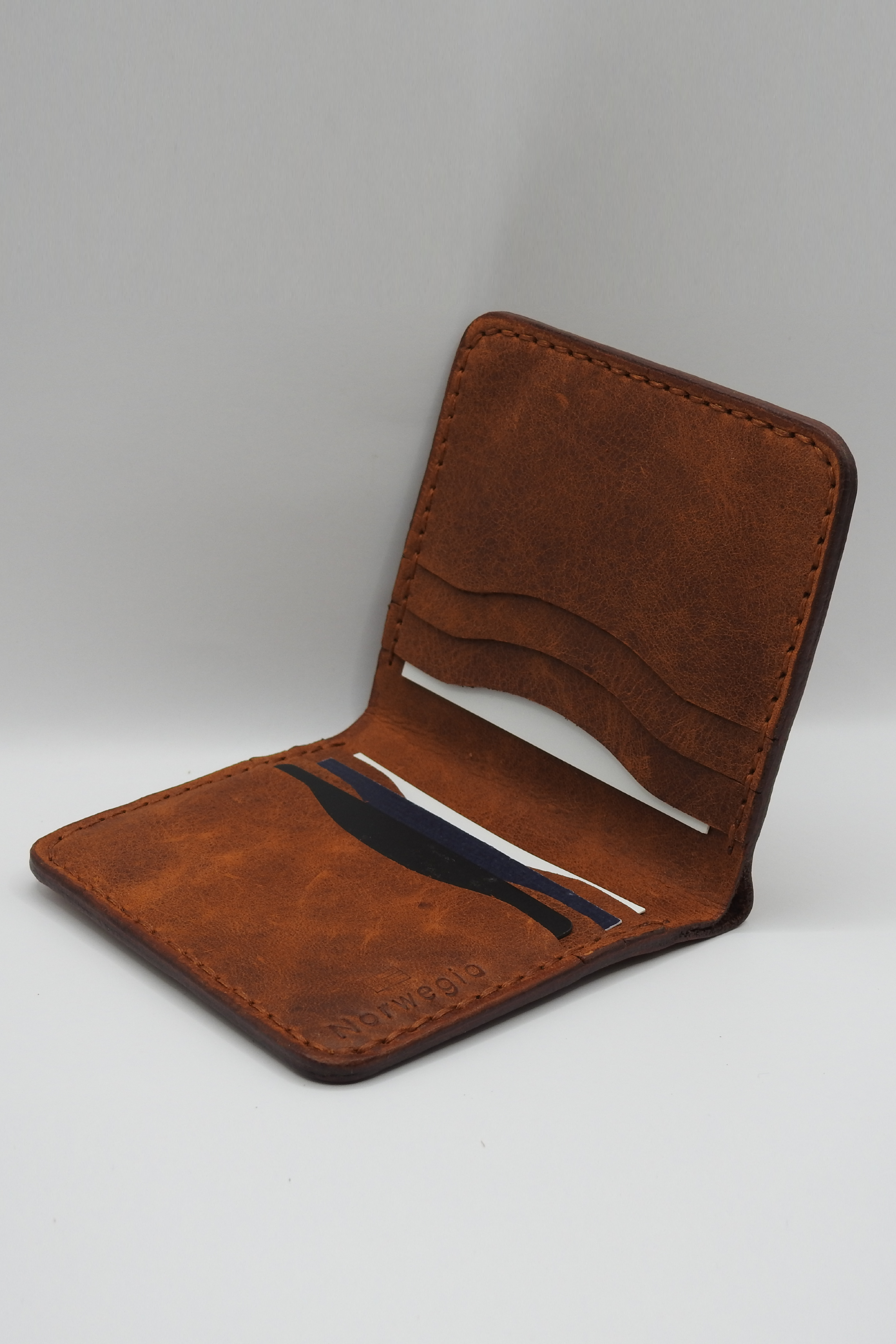 Norwegia Bølgen - %100 Hakiki Deri El Yapımı Erkek Cüzdan - Taba (El Dikişi)