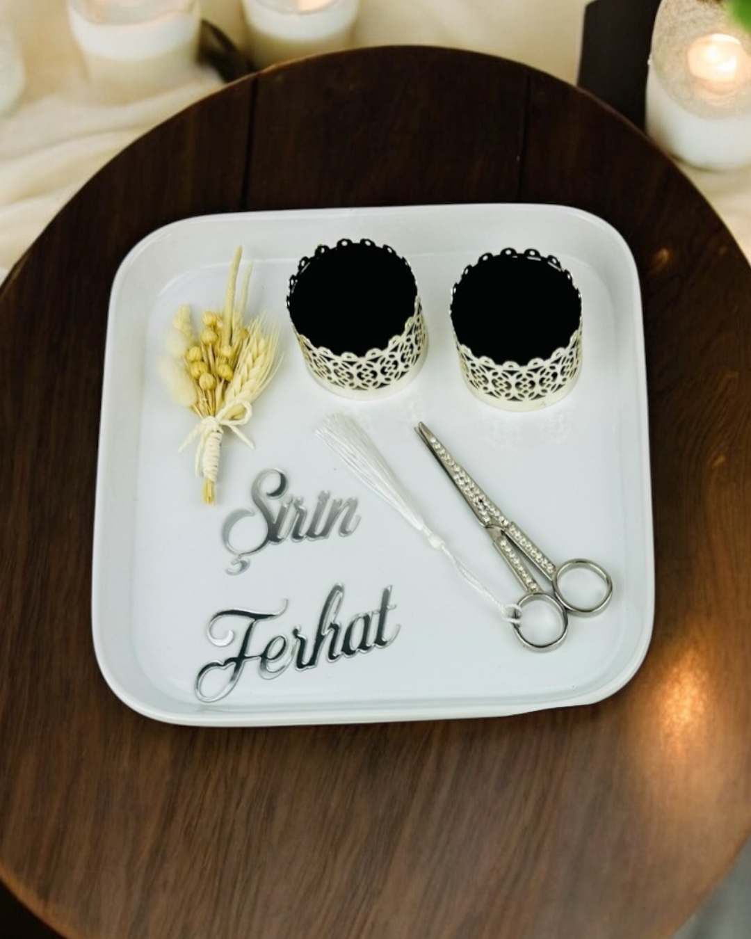 Bliss Gümüş Porselen Söz Nişan Tepsisi
