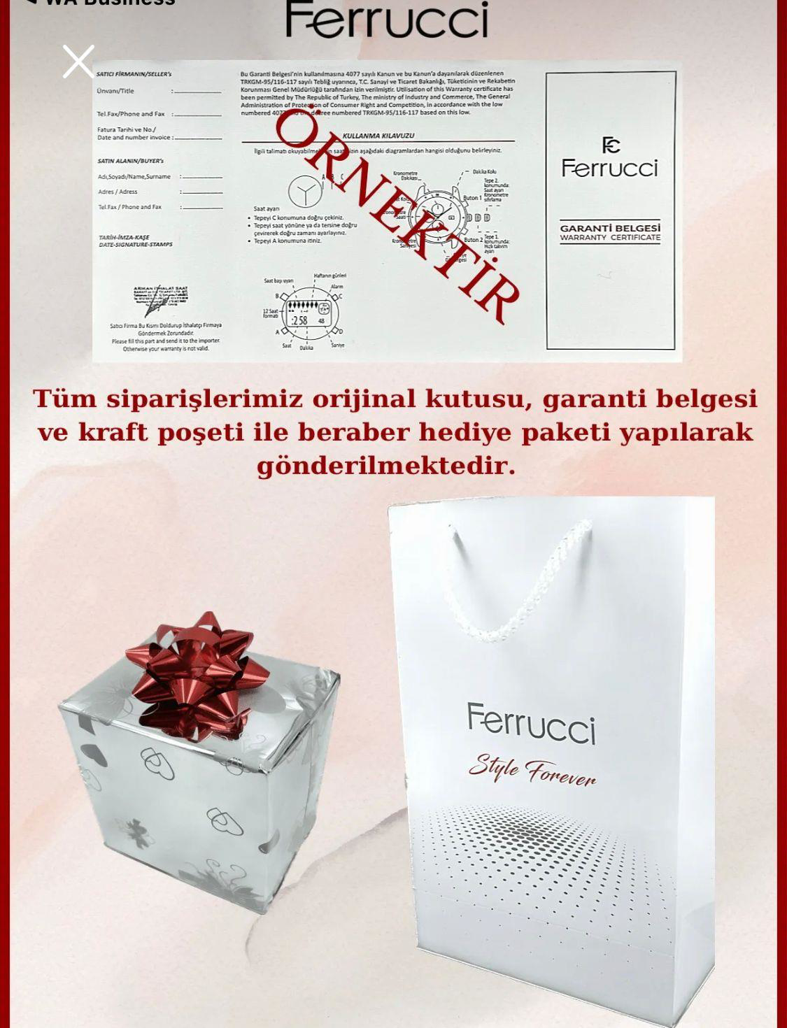 BLKT.2.297 Ferrucci Kadın Kol Saati+Bileklik Özel Seri Gold Kordo