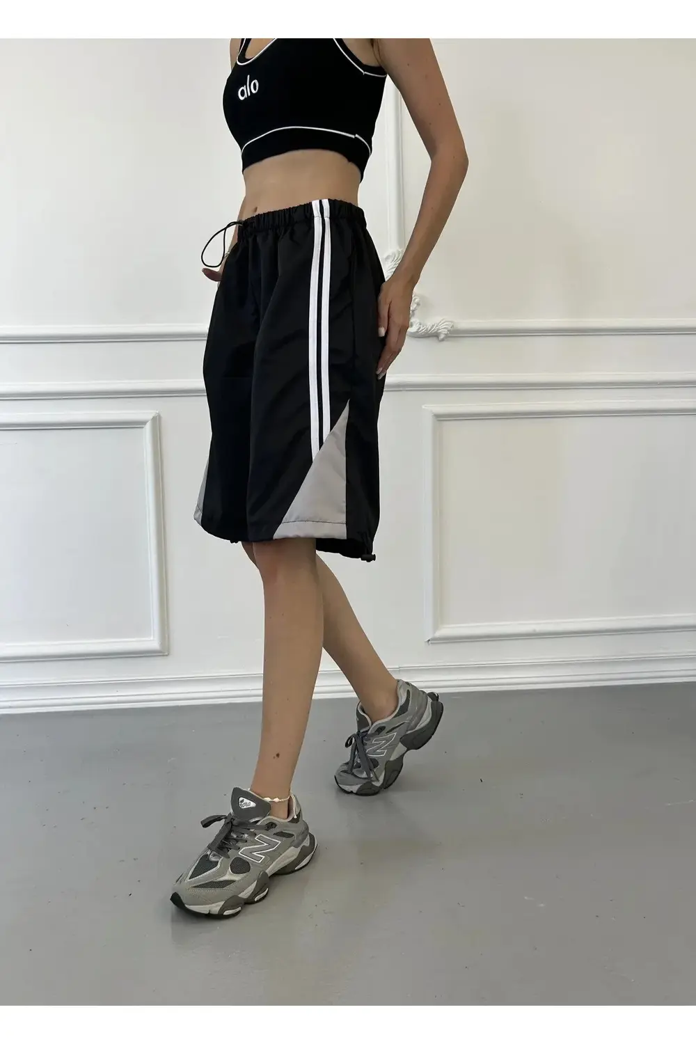 Bloklu Paraşüt Şort