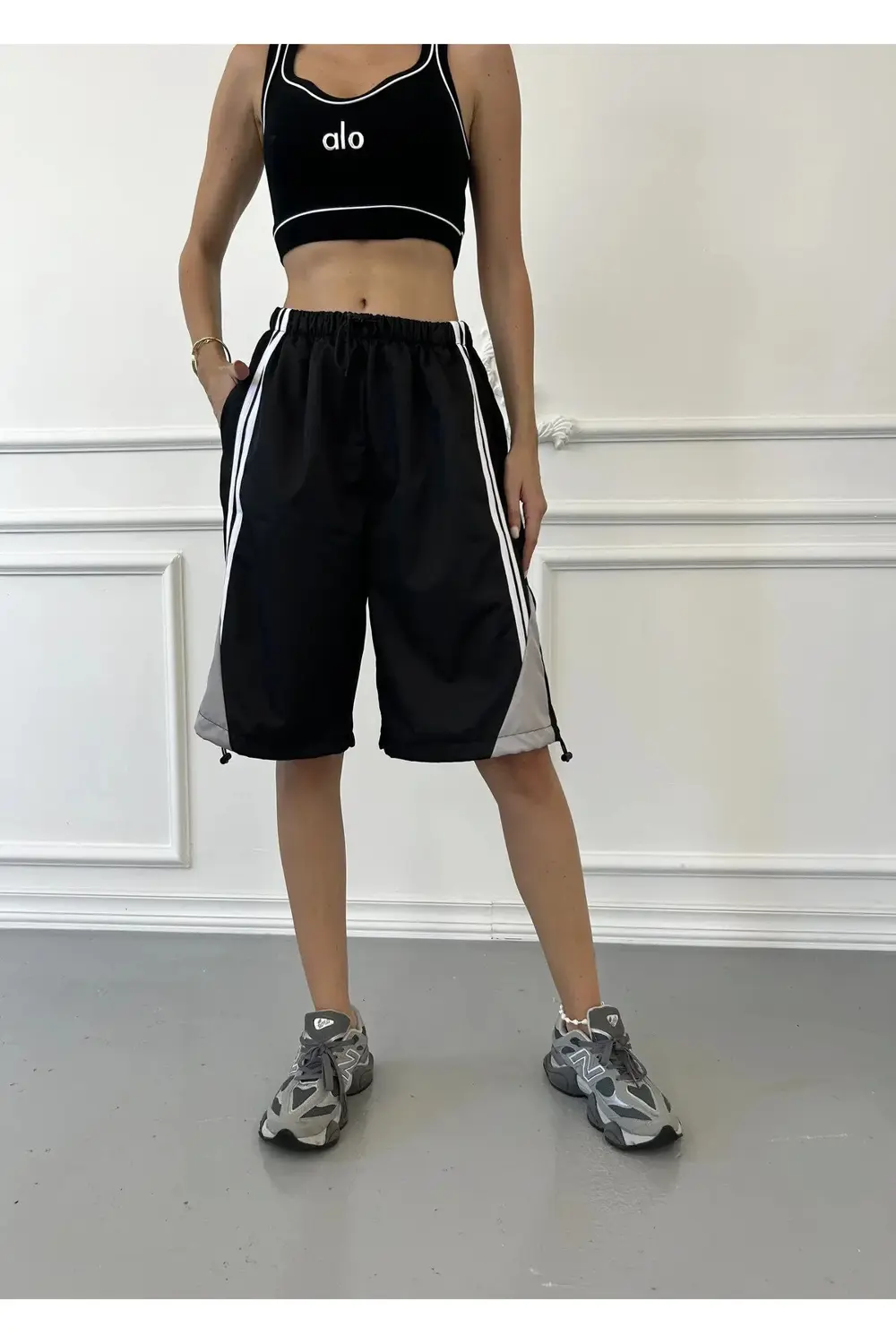 Bloklu Paraşüt Şort