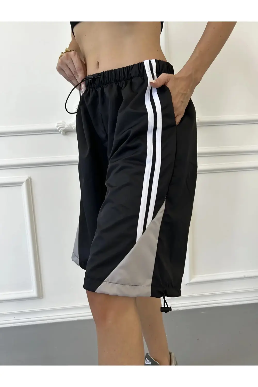 Bloklu Paraşüt Şort