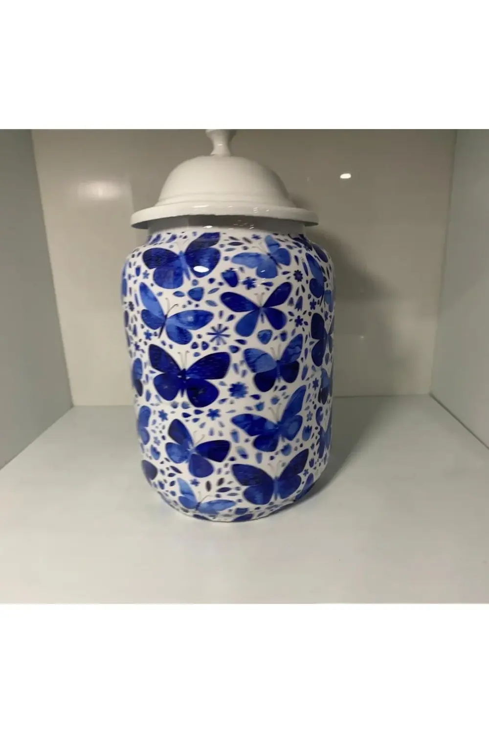 Blue Kelebek Vazo Orta 15*15*25 Cm