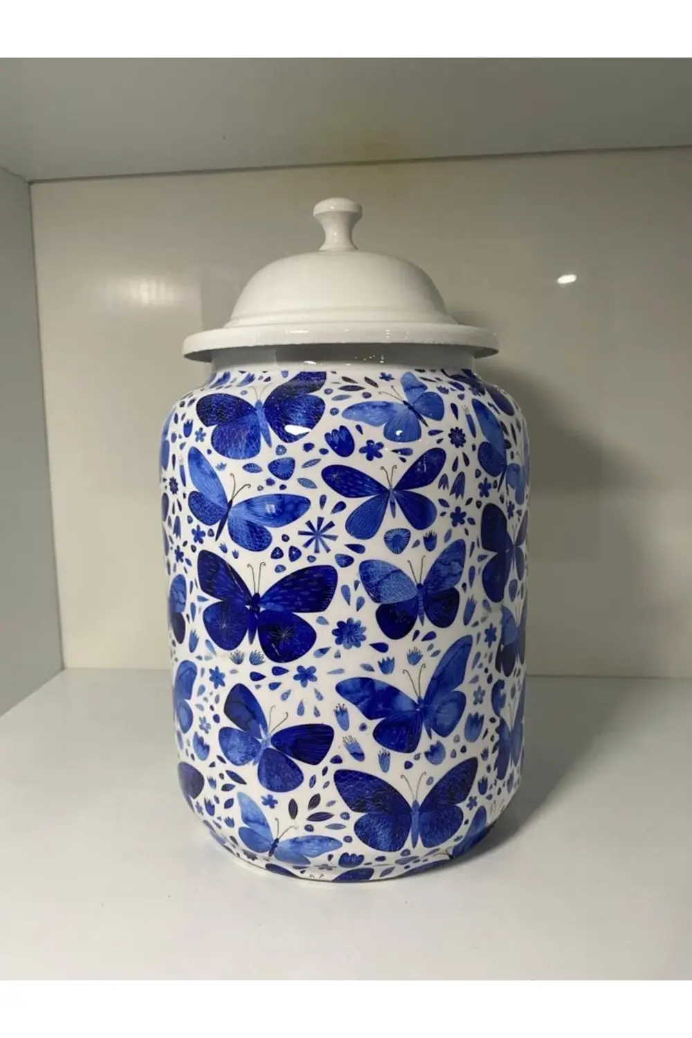 Blue Kelebek Vazo Orta 15*15*25 Cm