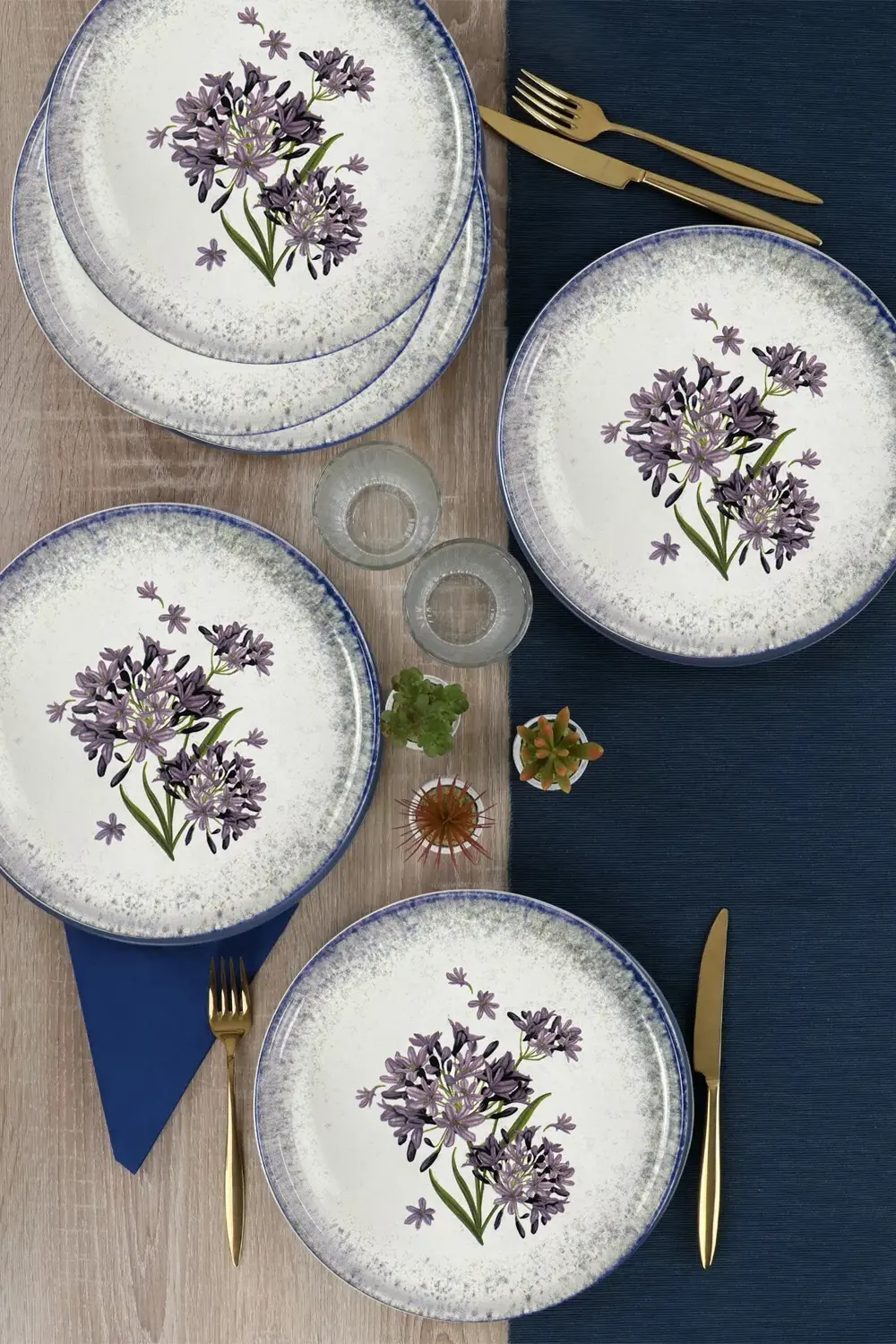 Keramika Blue Lily 17 Parça 6 Kişilik Kahvaltı Takımı