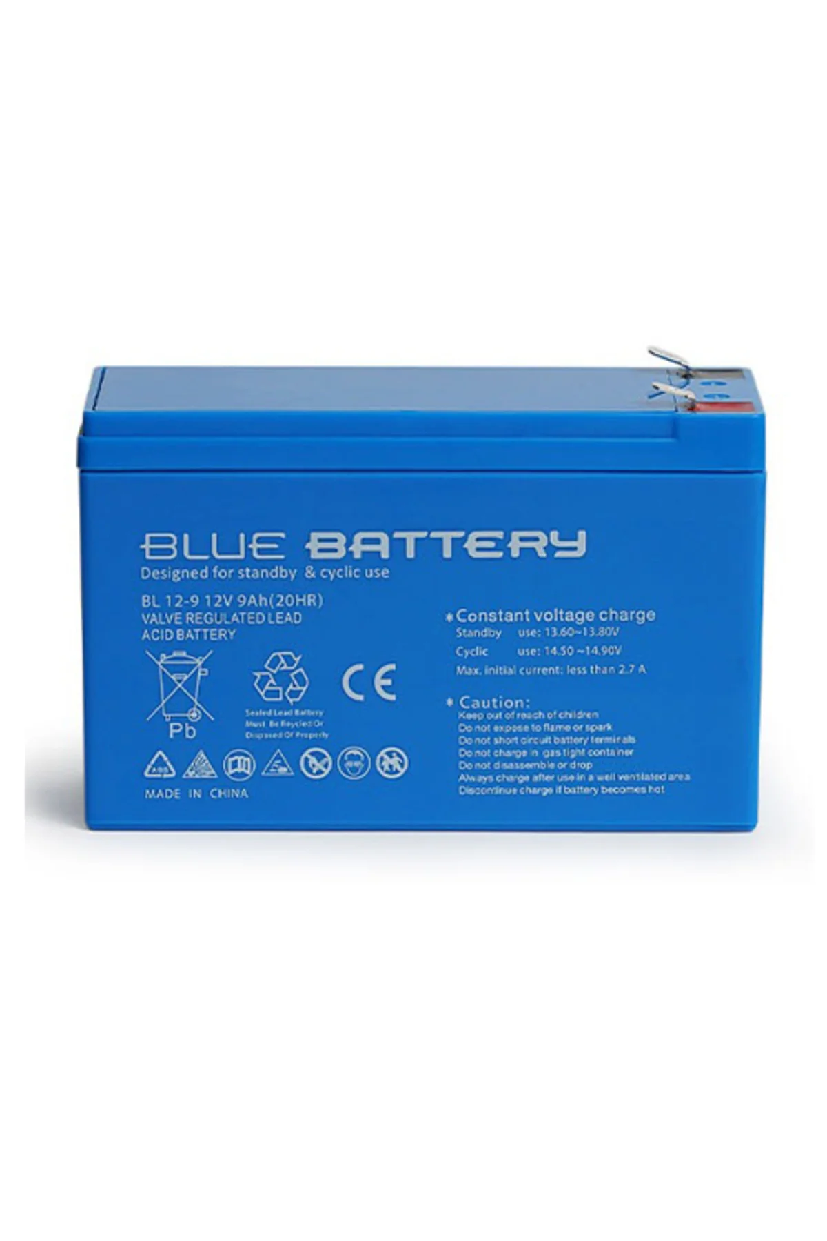 BLUEBATTERY 12V 9AH Kuru Tip Bakımsız Akü